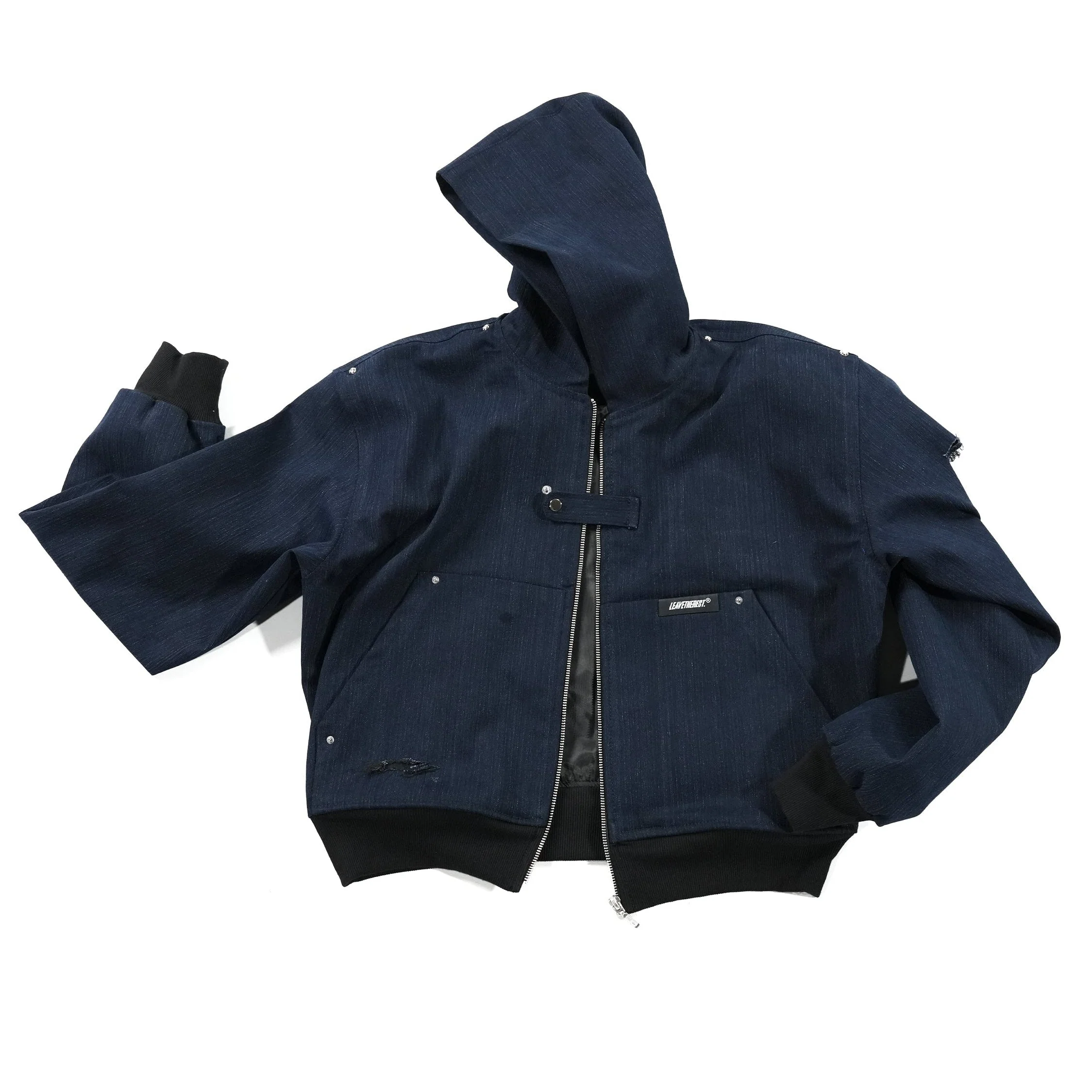 Black/Blue Slub Denim Hoodie RTW