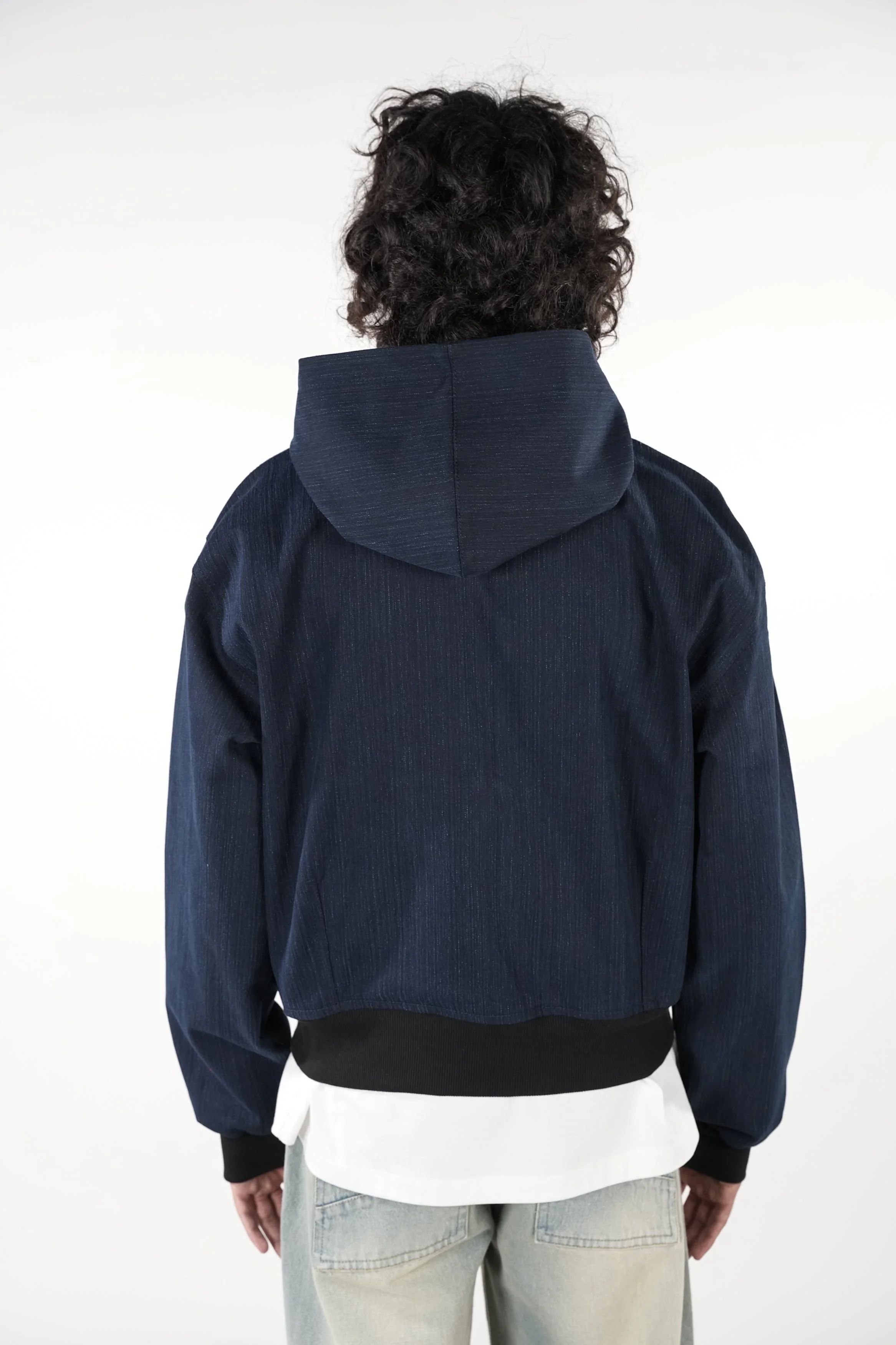 Black/Blue Slub Denim Hoodie RTW - Image 10
