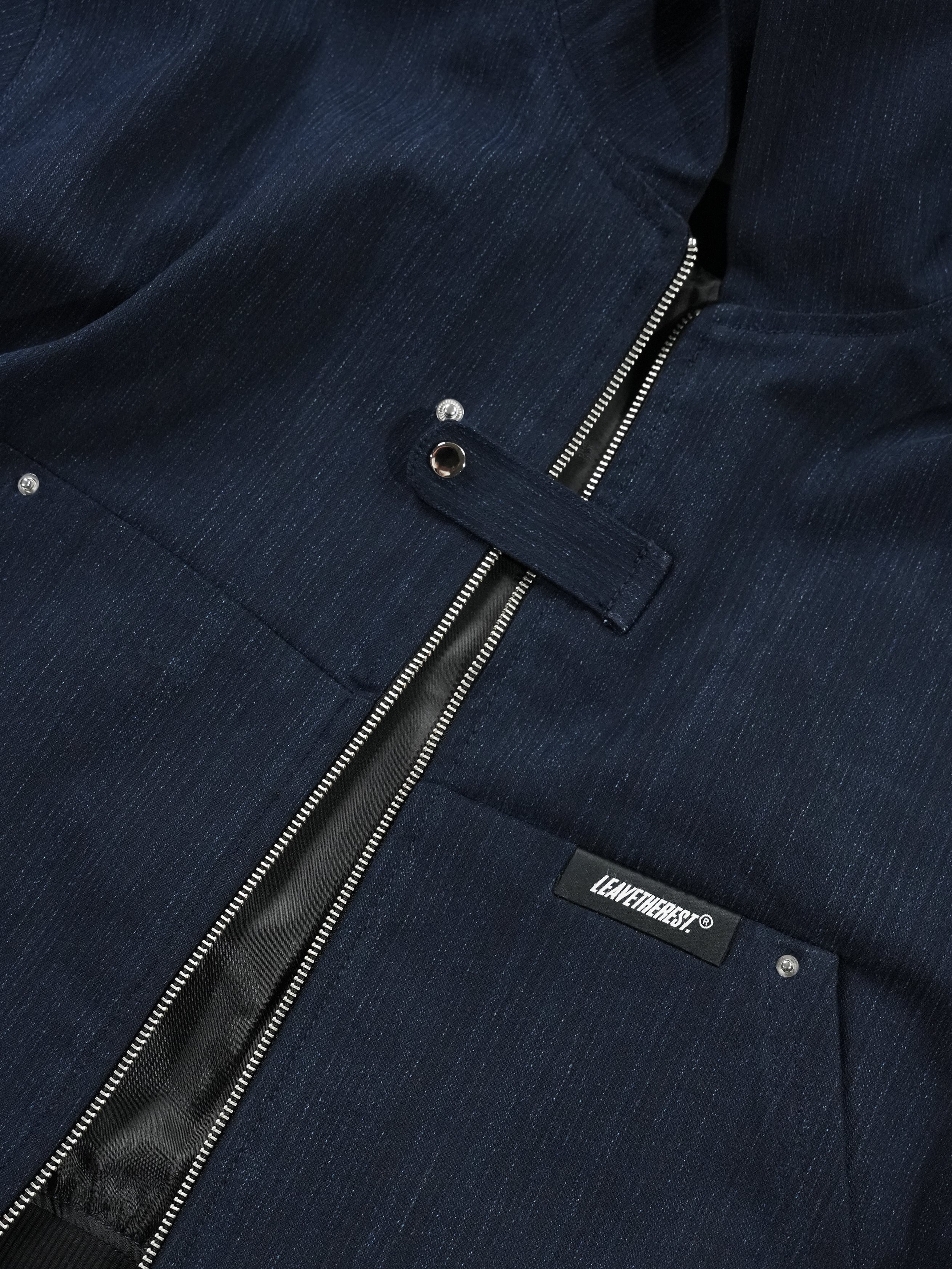 Black/Blue Slub Denim Hoodie RTW - Image 9