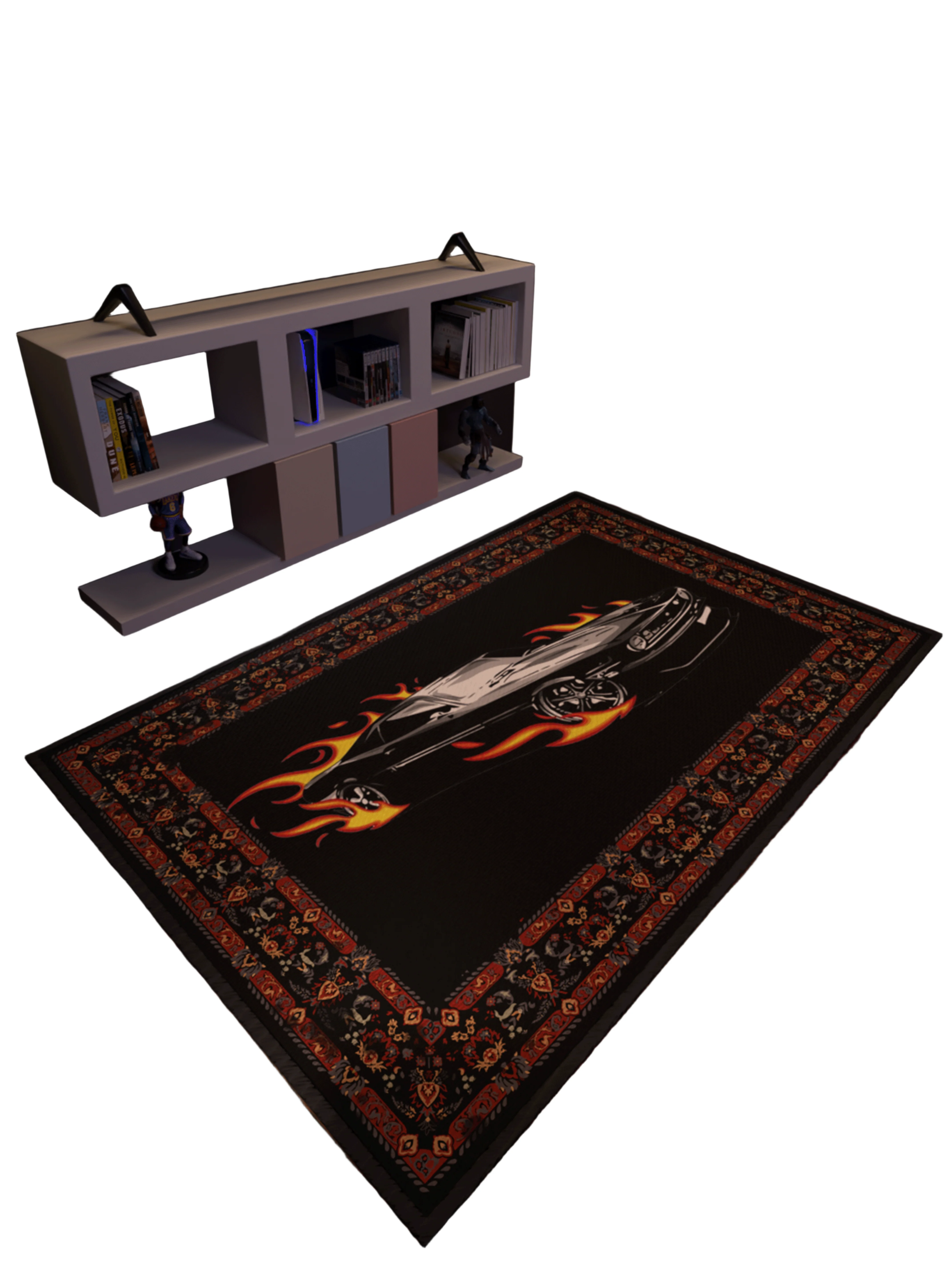 Black Fire car traditional design Washable Custom Rug - Image 3