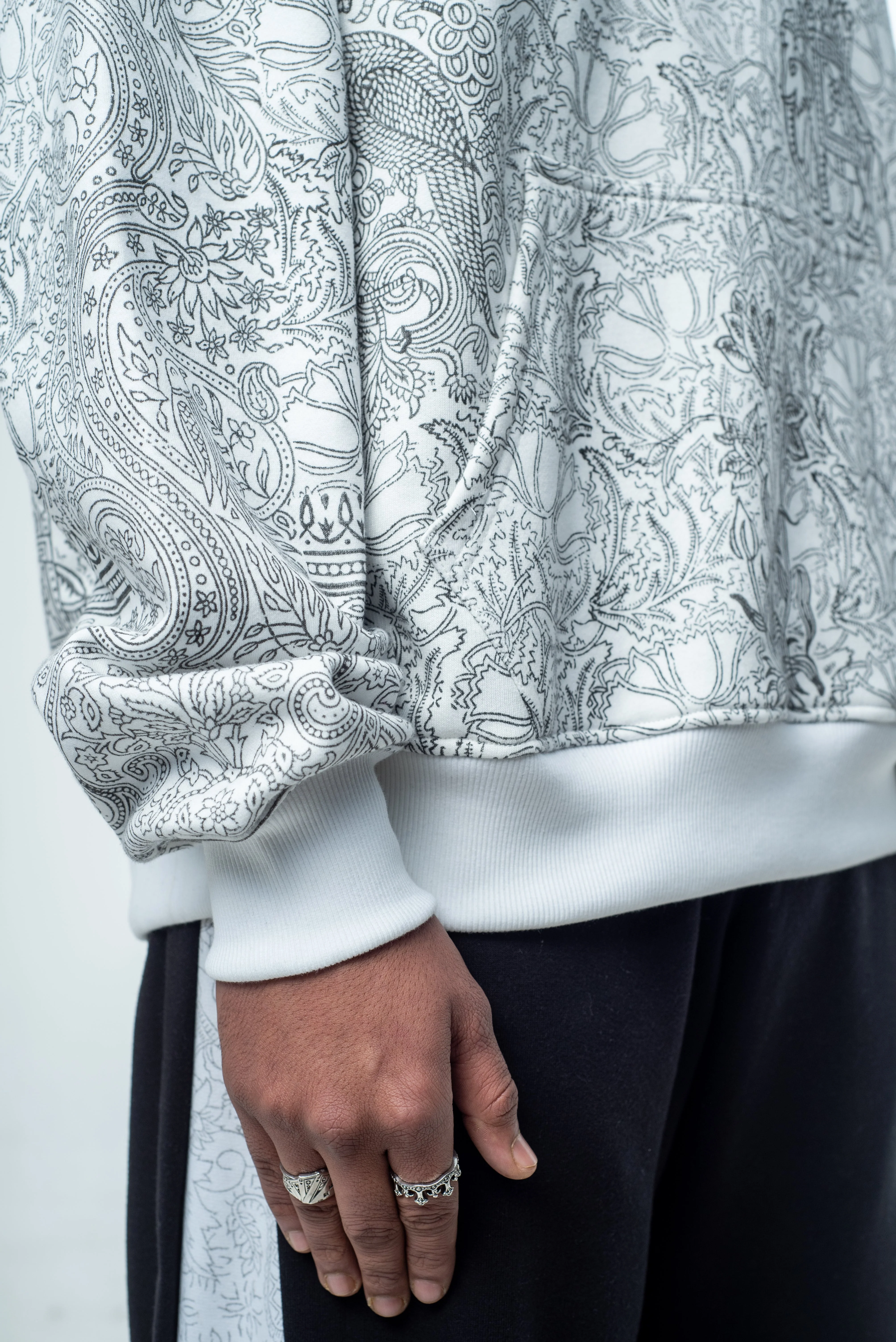Block Printed Vintage Canvas - Hoodie - Image 3
