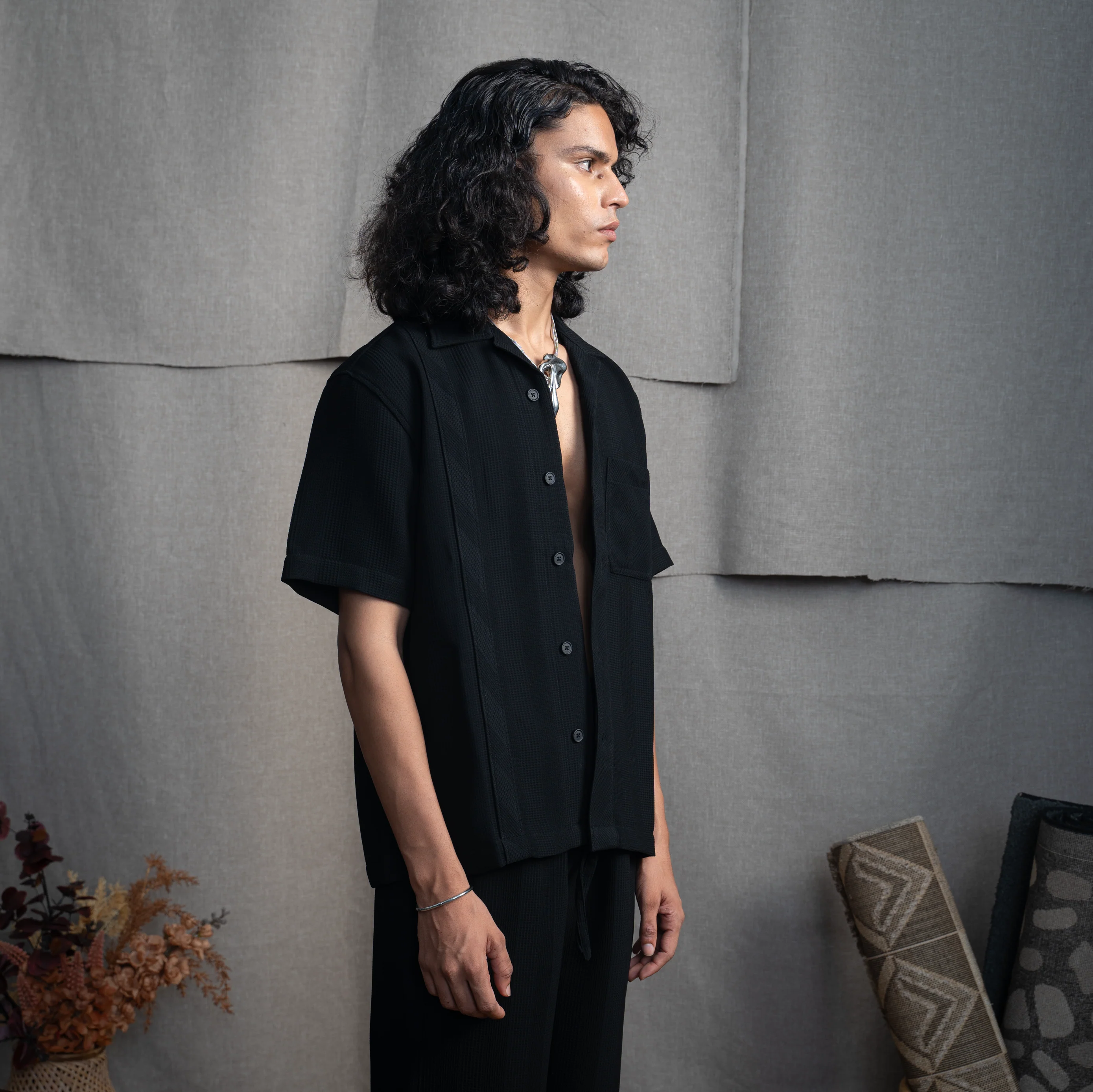 BMW CUBAN COLLAR SHIRT- CHARCOAL CONE - Image 3