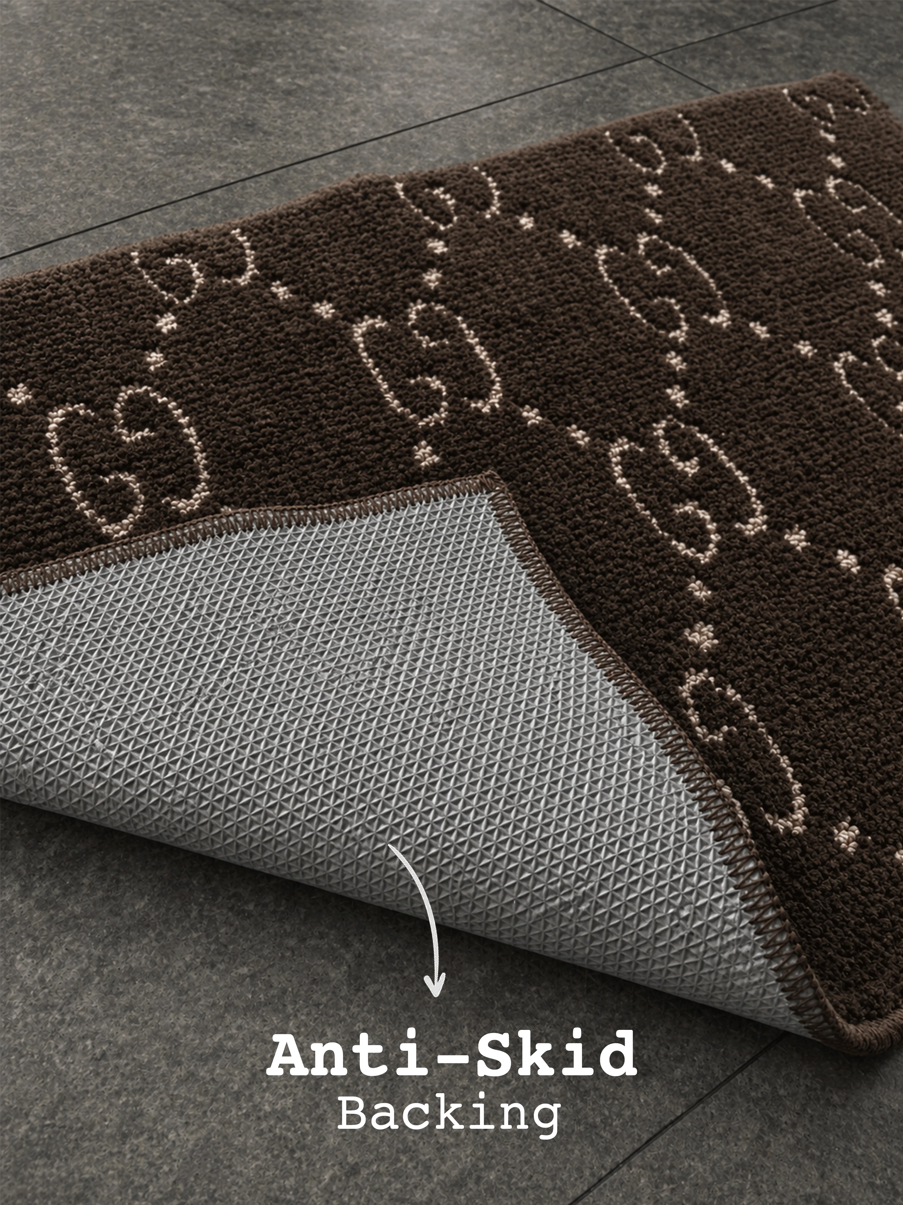 Brown & cream GG Bath Custom Mat - Image 2