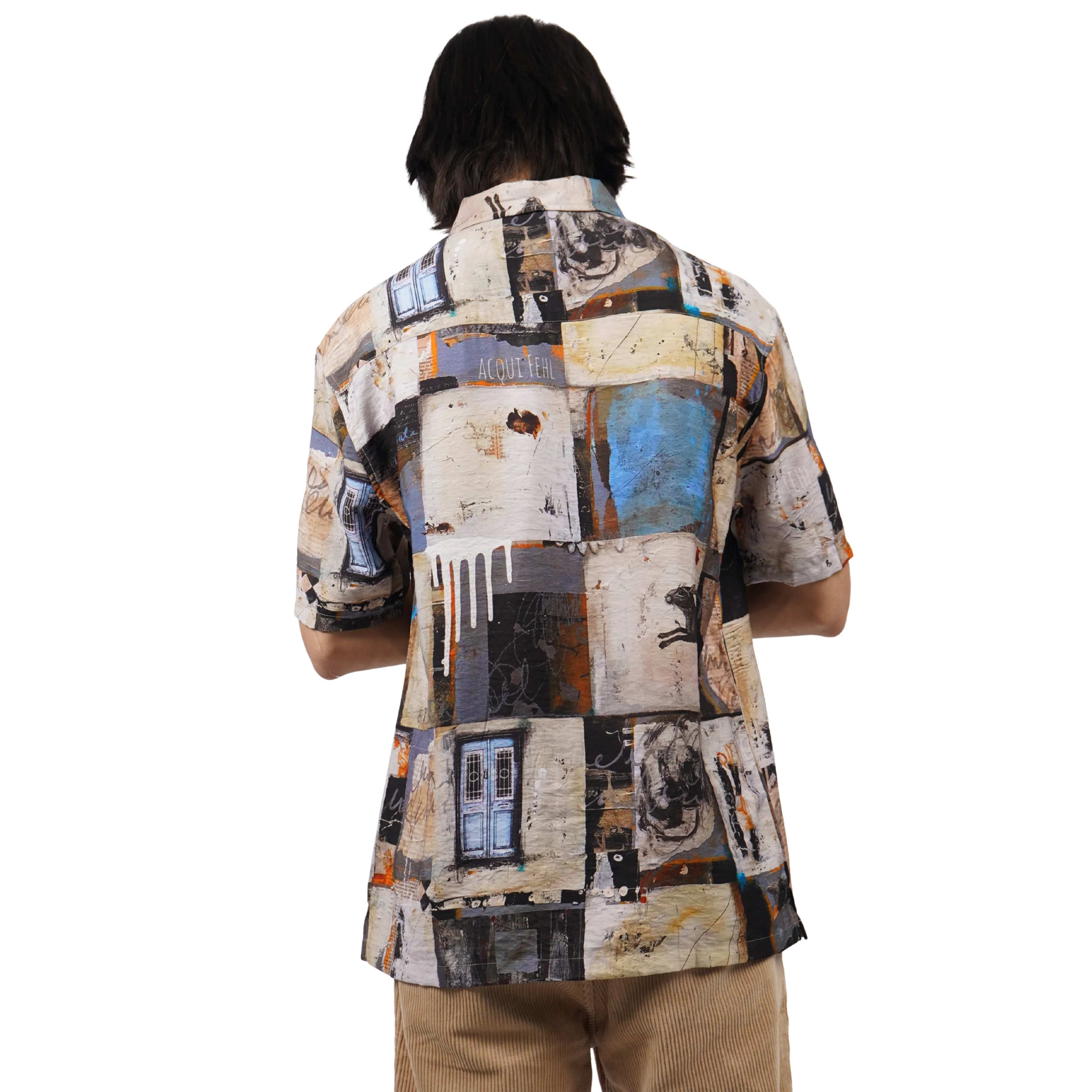 BRUSHSTROKE GRID PRINTED SHIRT - Image 3