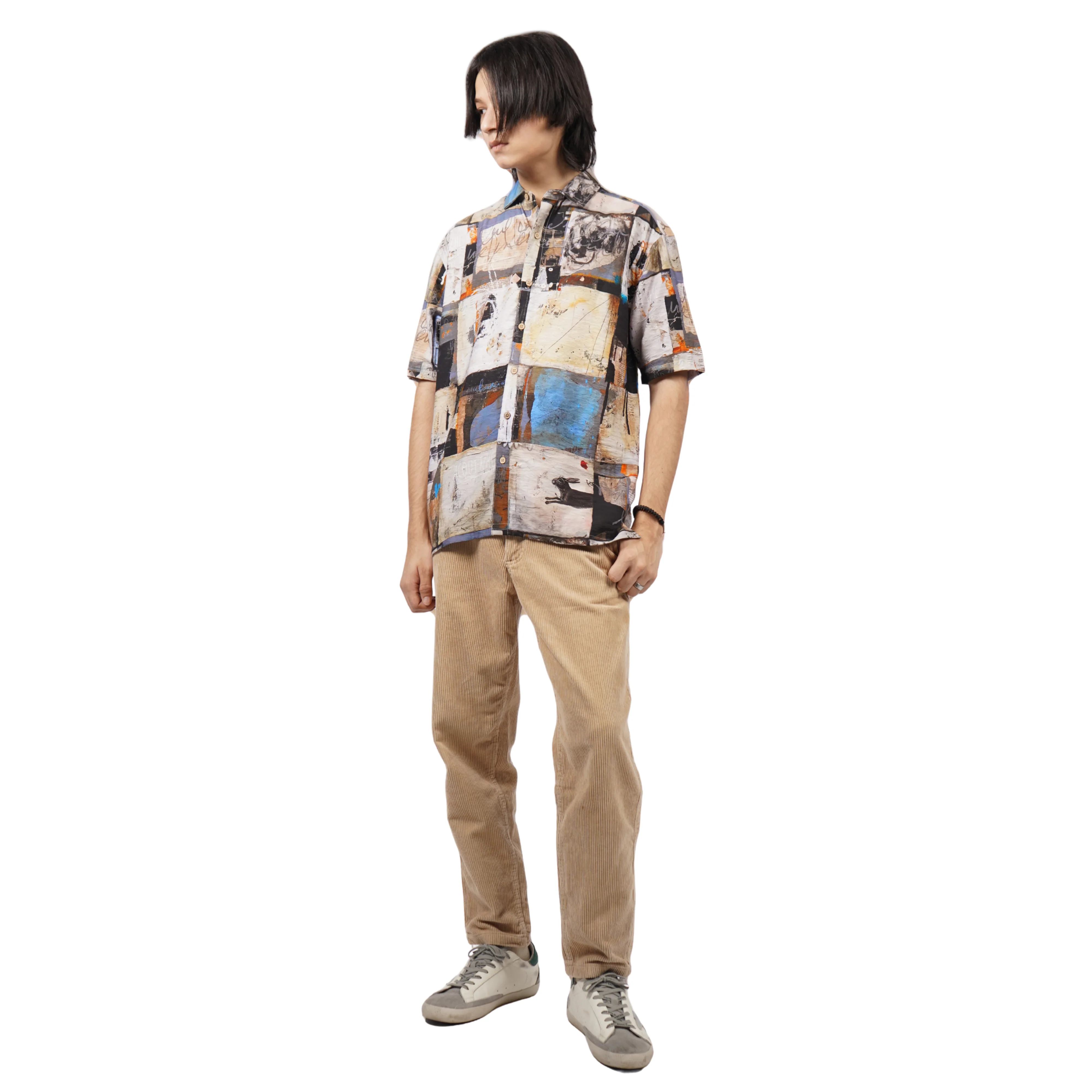 BRUSHSTROKE GRID PRINTED SHIRT - Image 4