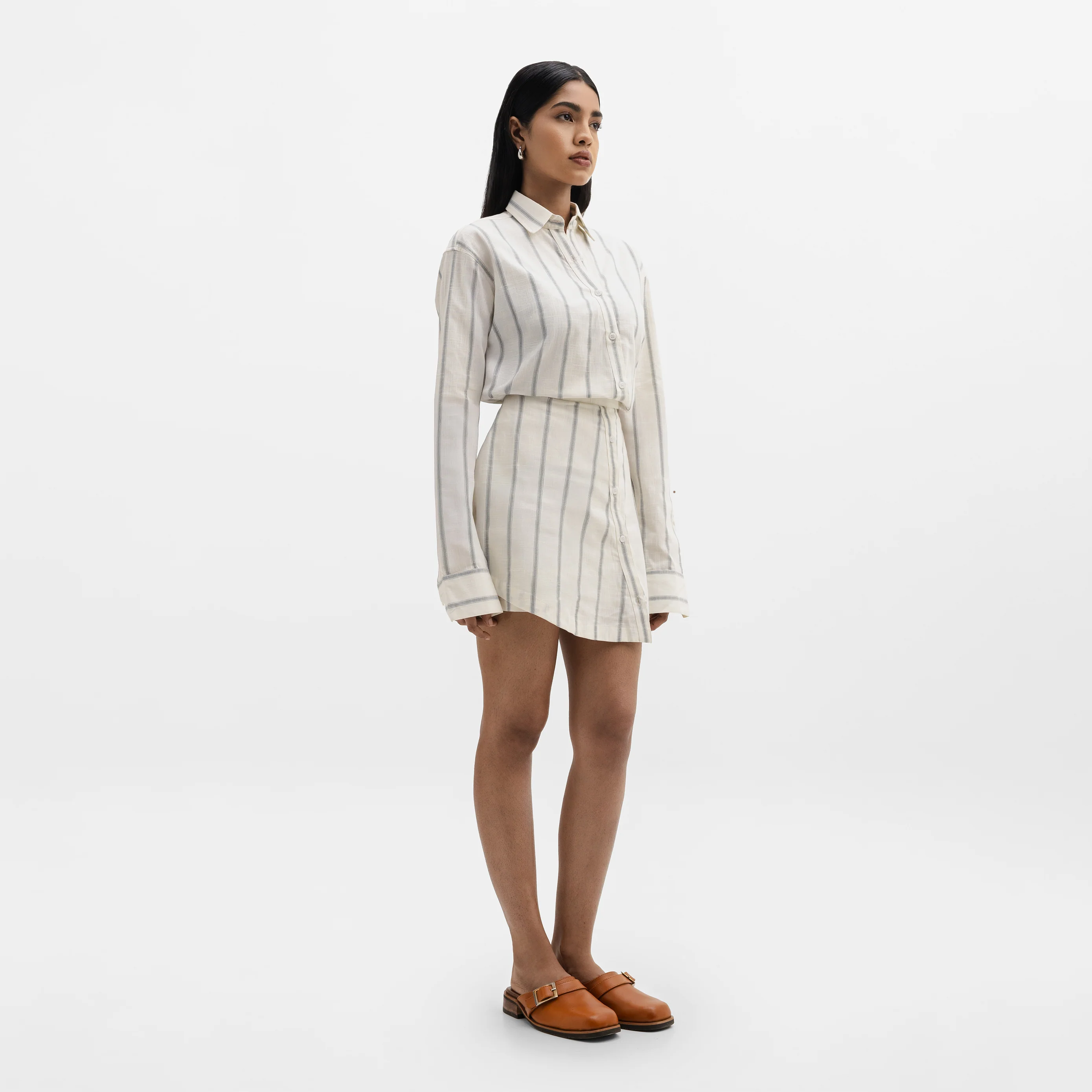 BUTTON DOWN SKORT - BLUE - Image 4