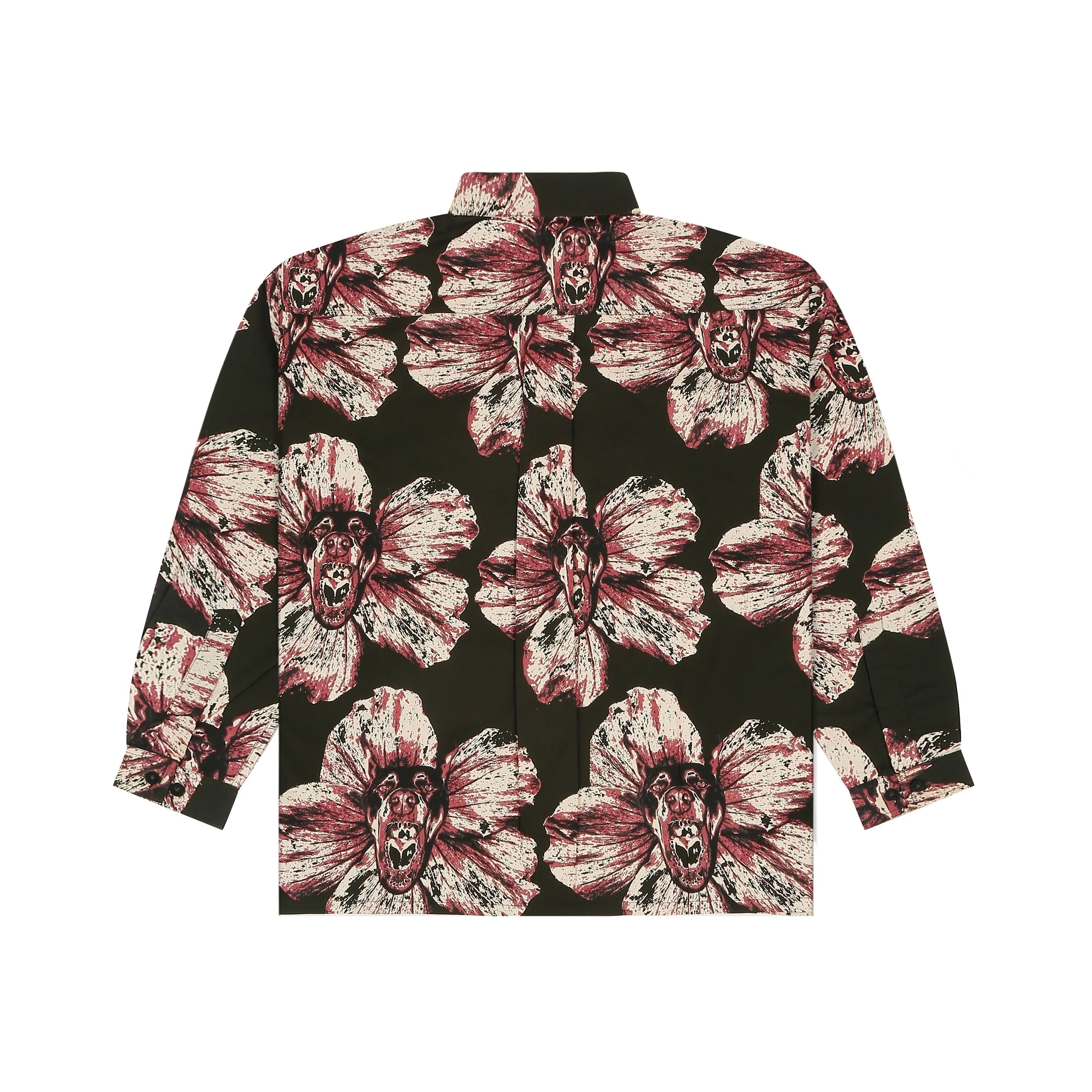 Canine printed oversized cotton shirt - Dark Green