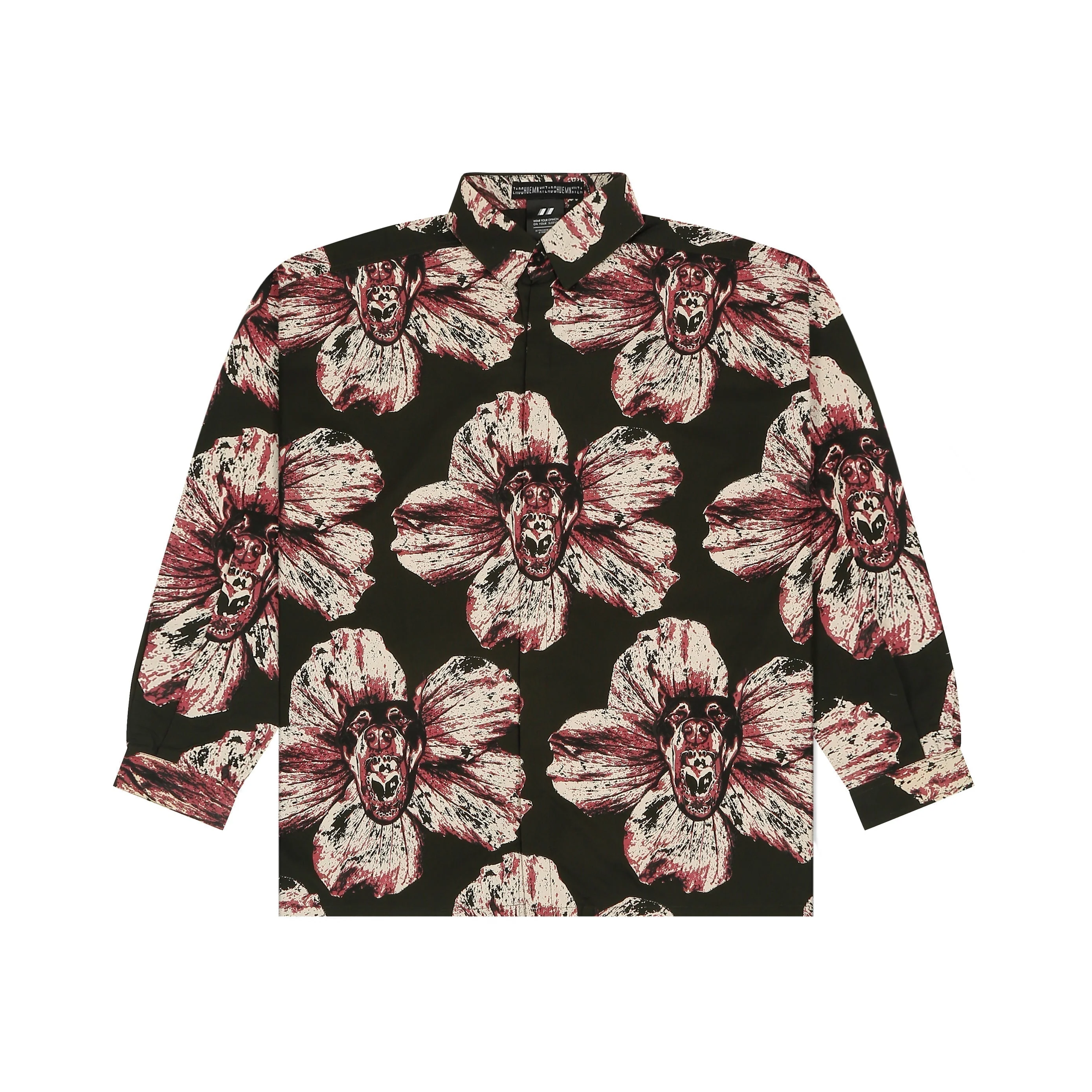 Canine printed oversized cotton shirt - Dark Green - Image 2