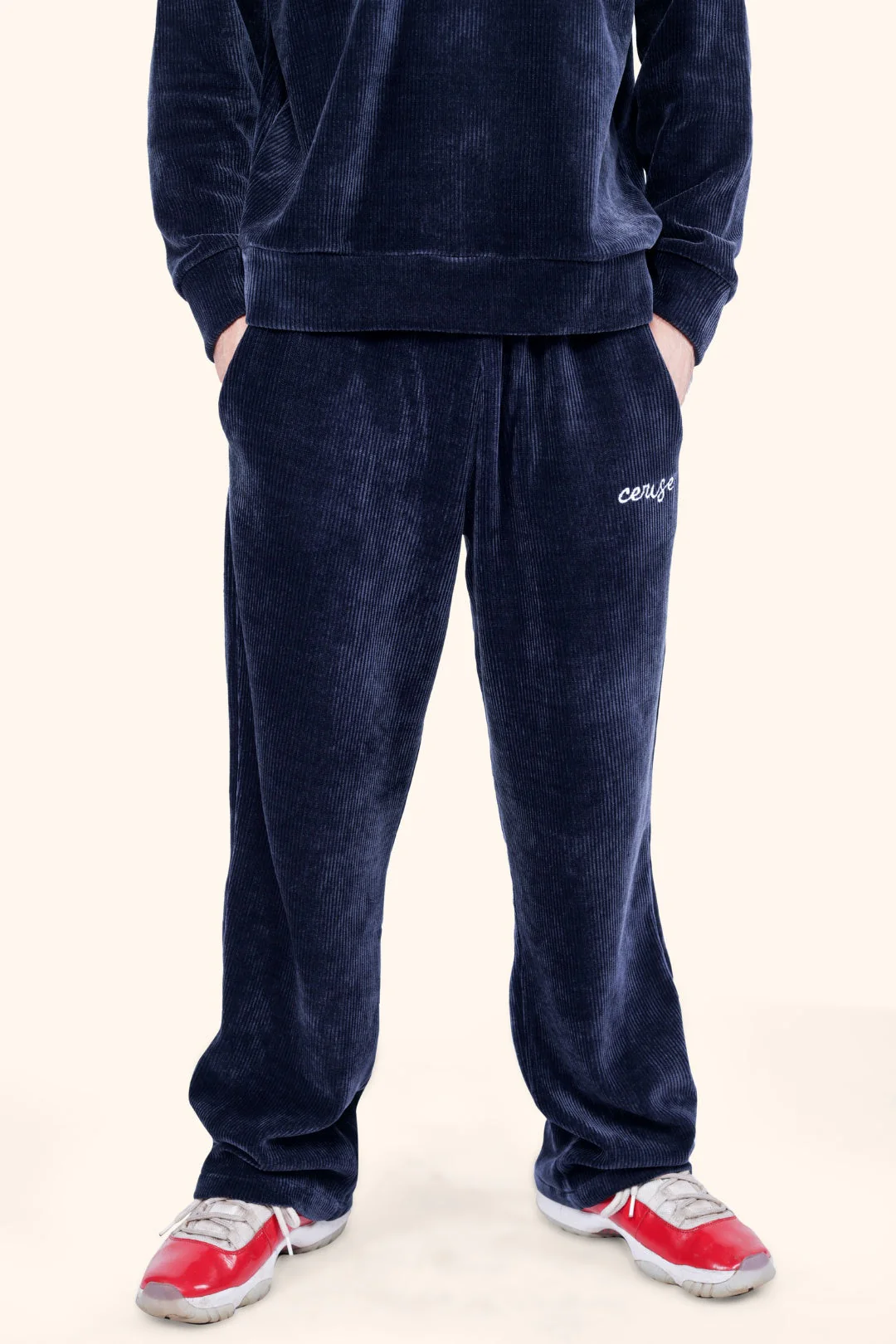 CERISE BREEZY CORD PANTS - NAVY BLUE - Image 3