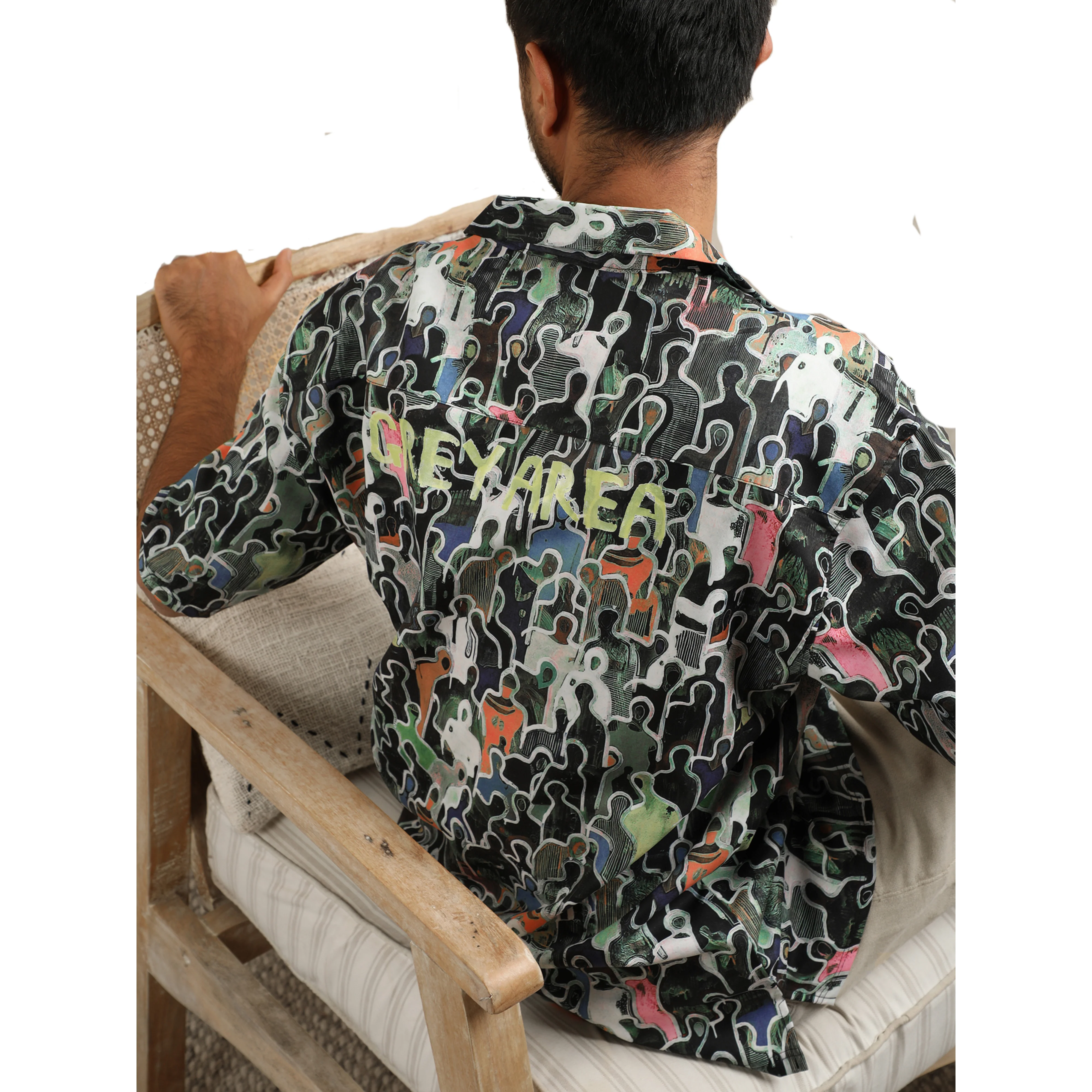 CHARCOAL SILHOUETTES CUBAN COLLAR SHIRT - Image 3