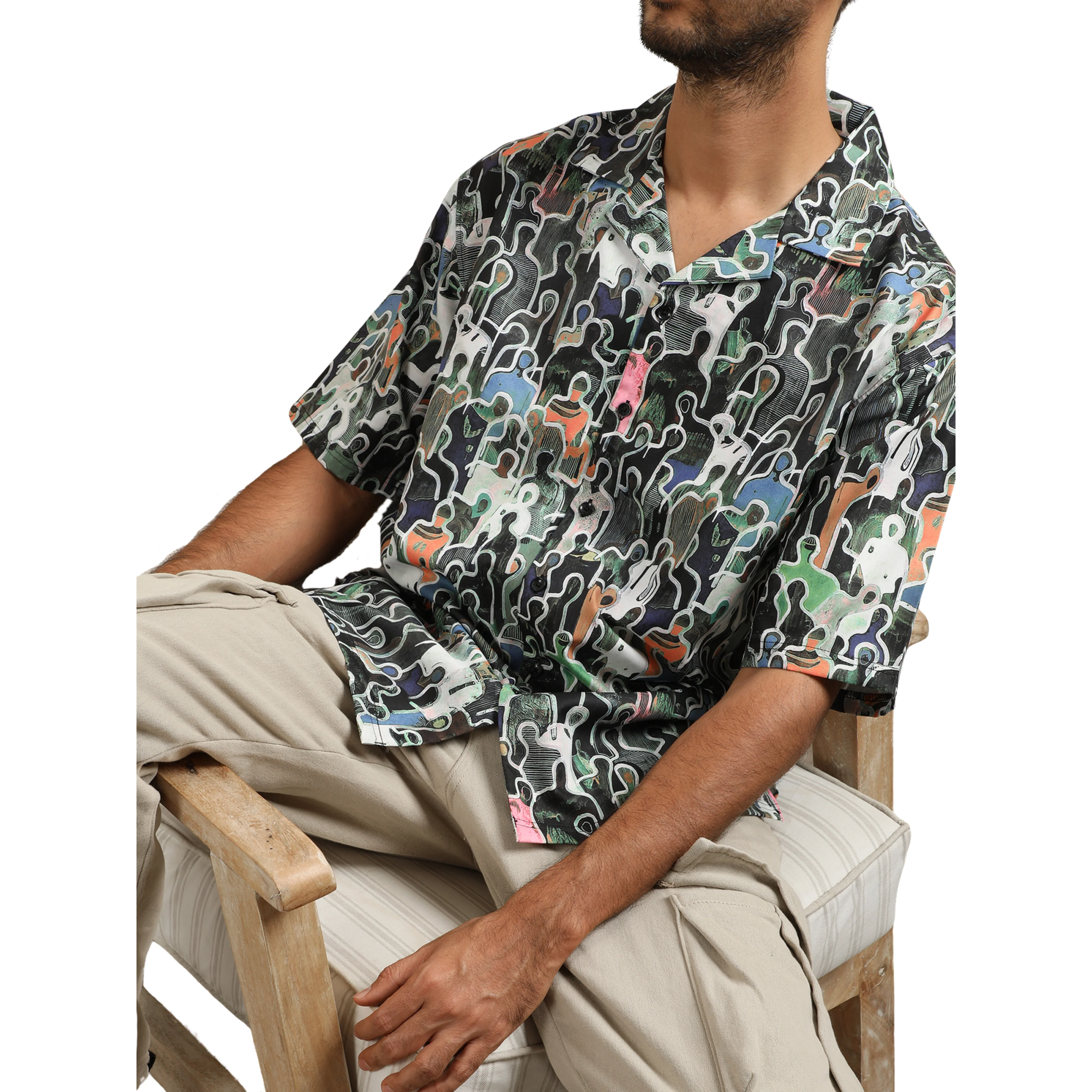 CHARCOAL SILHOUETTES CUBAN COLLAR SHIRT - Image 4