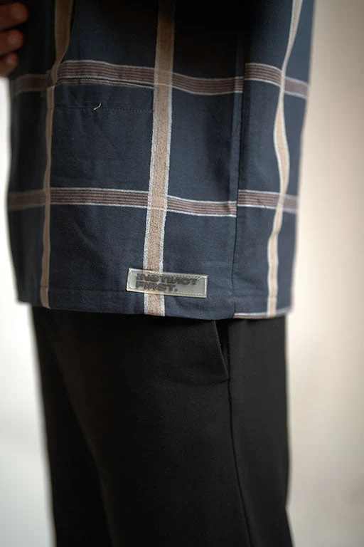 Checkered Shacket -(Navy) - Image 4