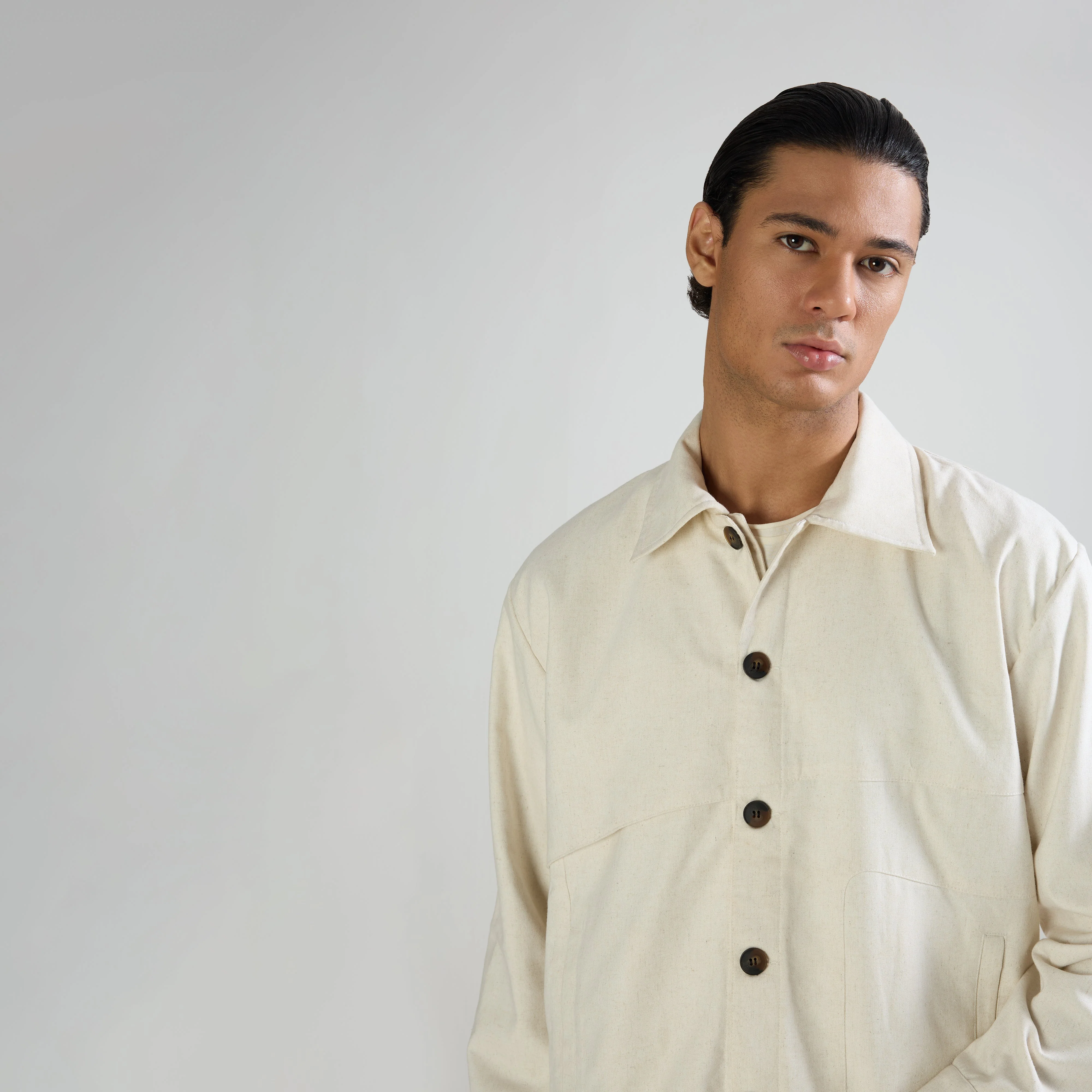 CLASSIC MODULE OVERSHIRT - BEIGE - Image 4