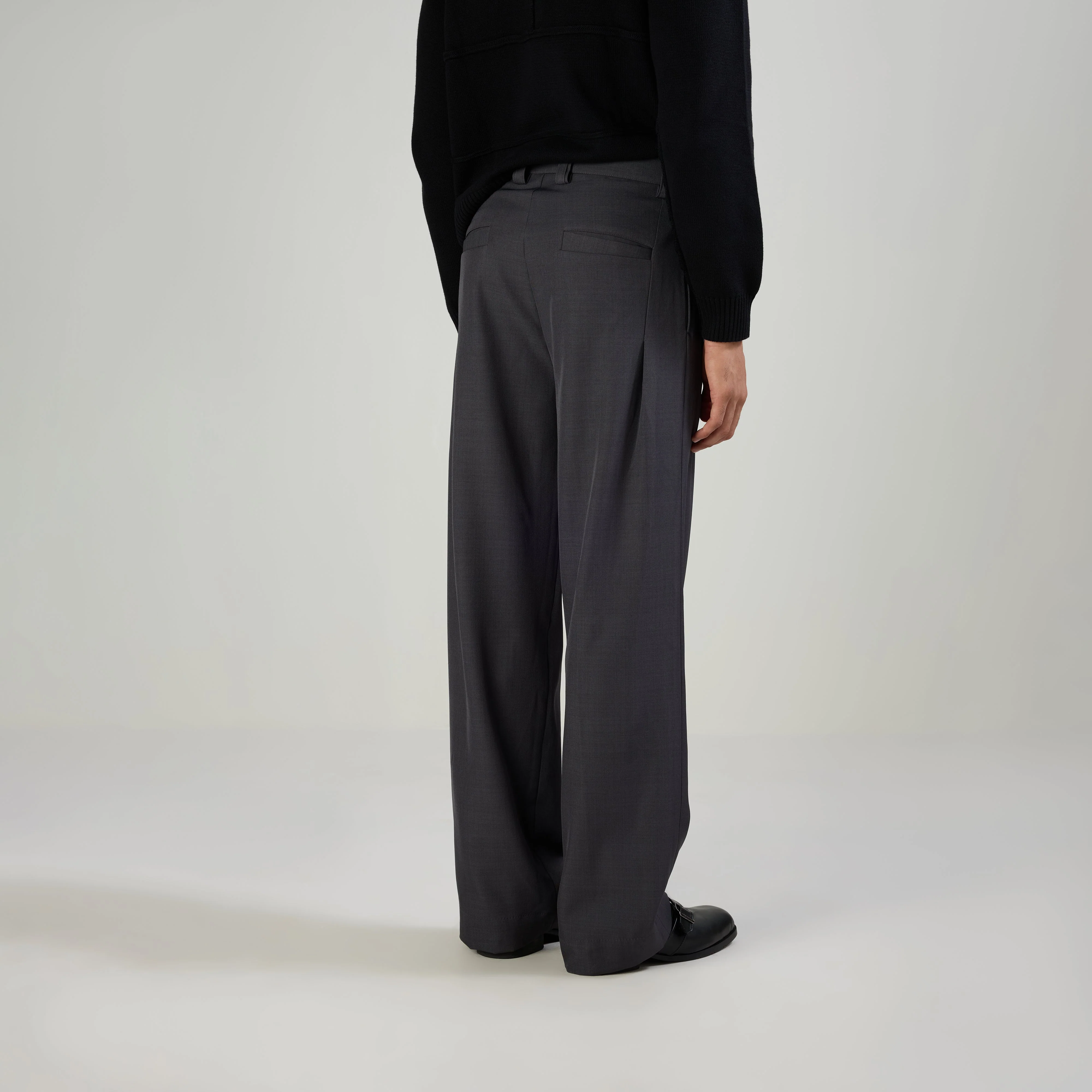 CLASSIC PLEATED TROUSERS - GRAY - Image 5