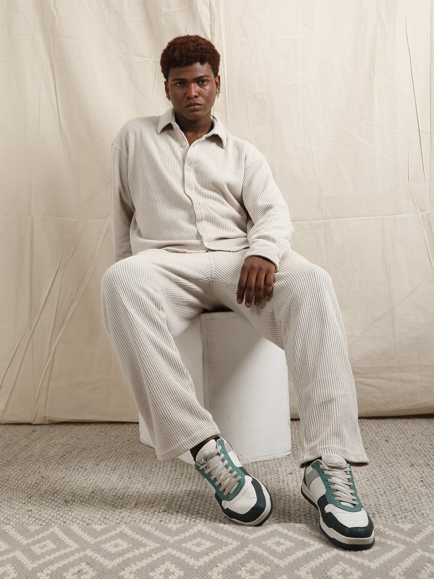 CO-ORD IN SWEATER KNIT FABRIC (CREAM) - Image 2