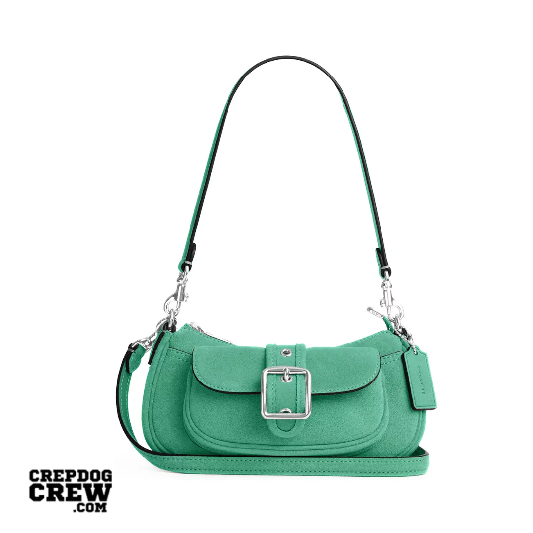 Coach Ashton Mini Shoulder Bag suede Silver Mint