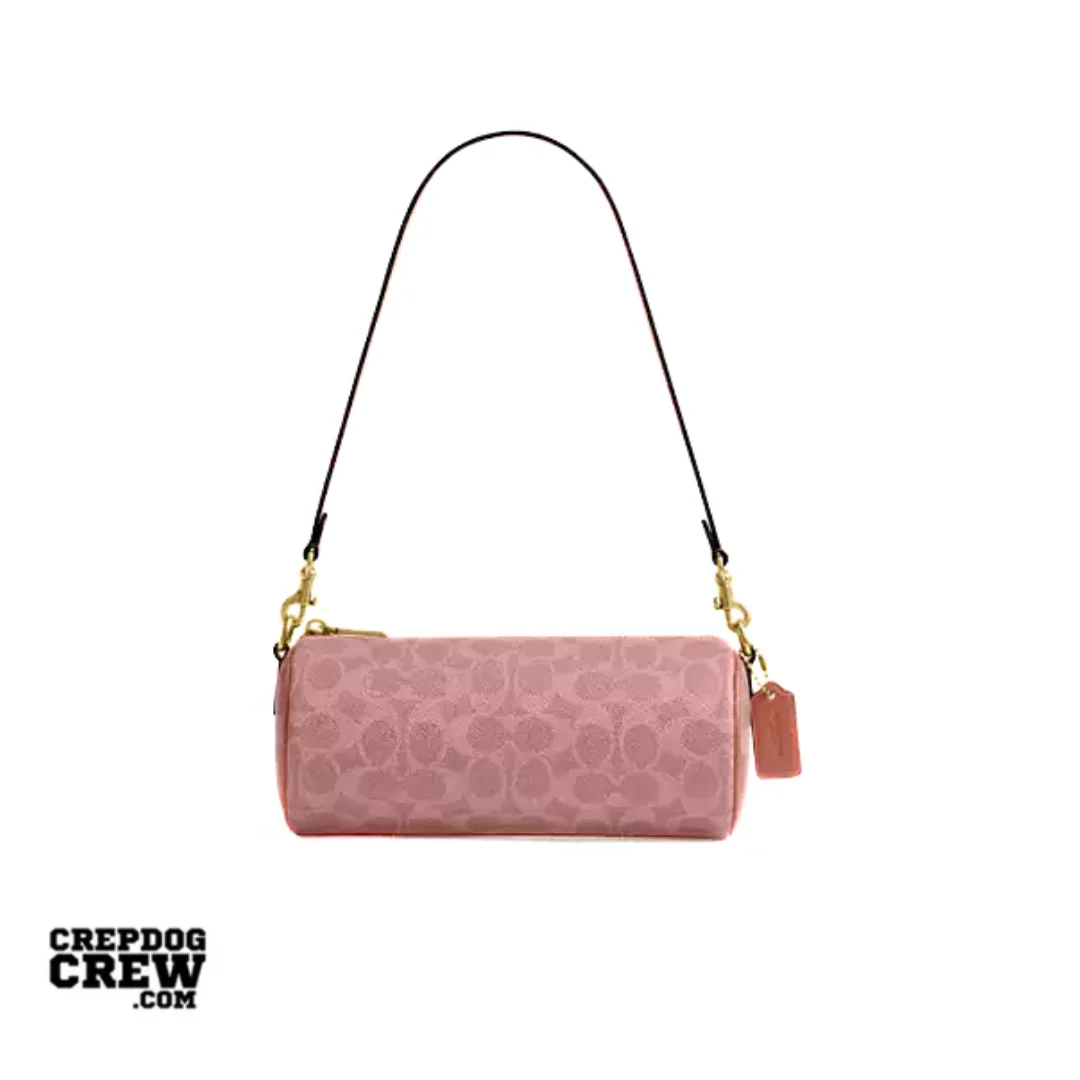 Coach Barrel Bag In Signature Canvas coated canvas Brass Melon Pink