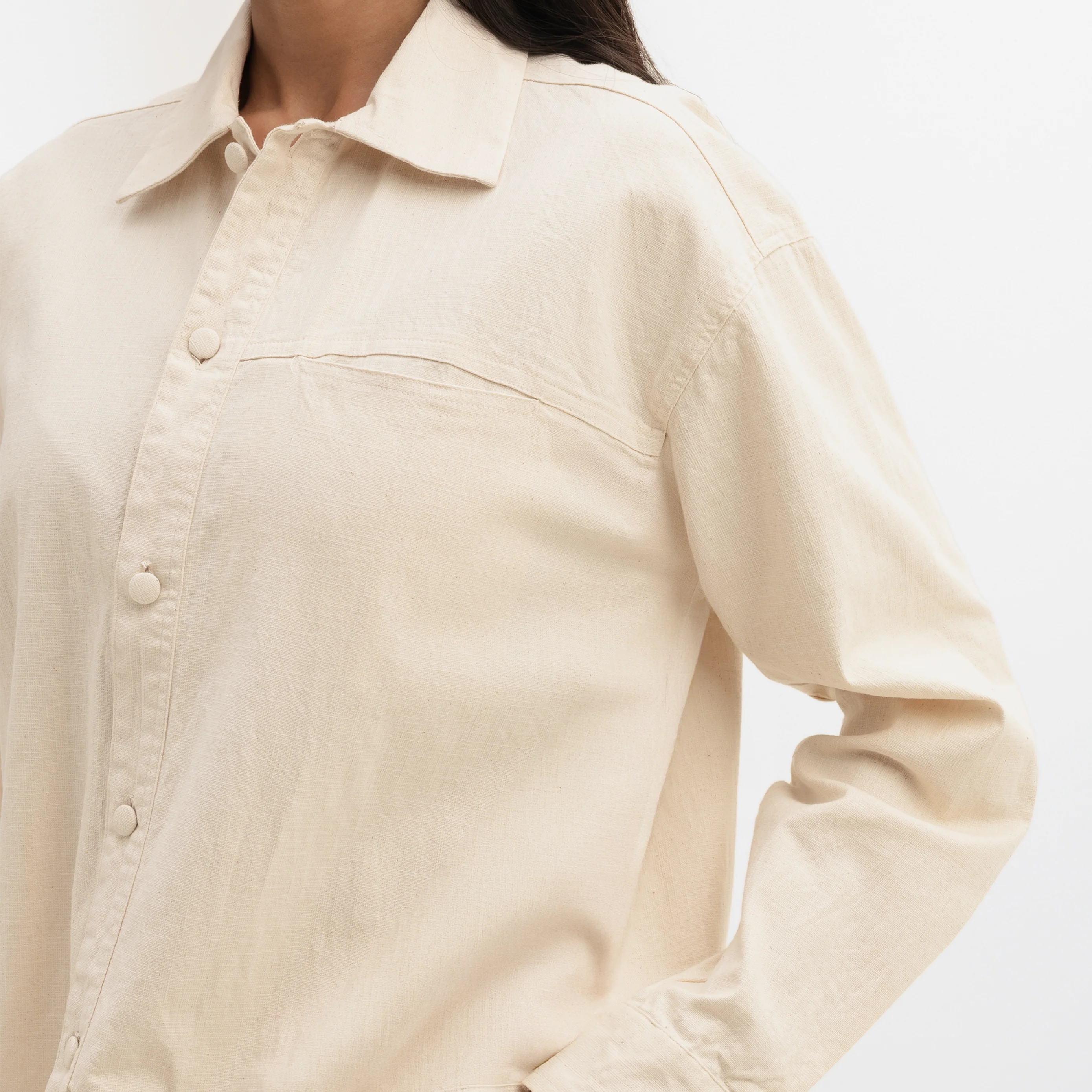 COTTON SPREAD COLLAR SHIRT - Image 5