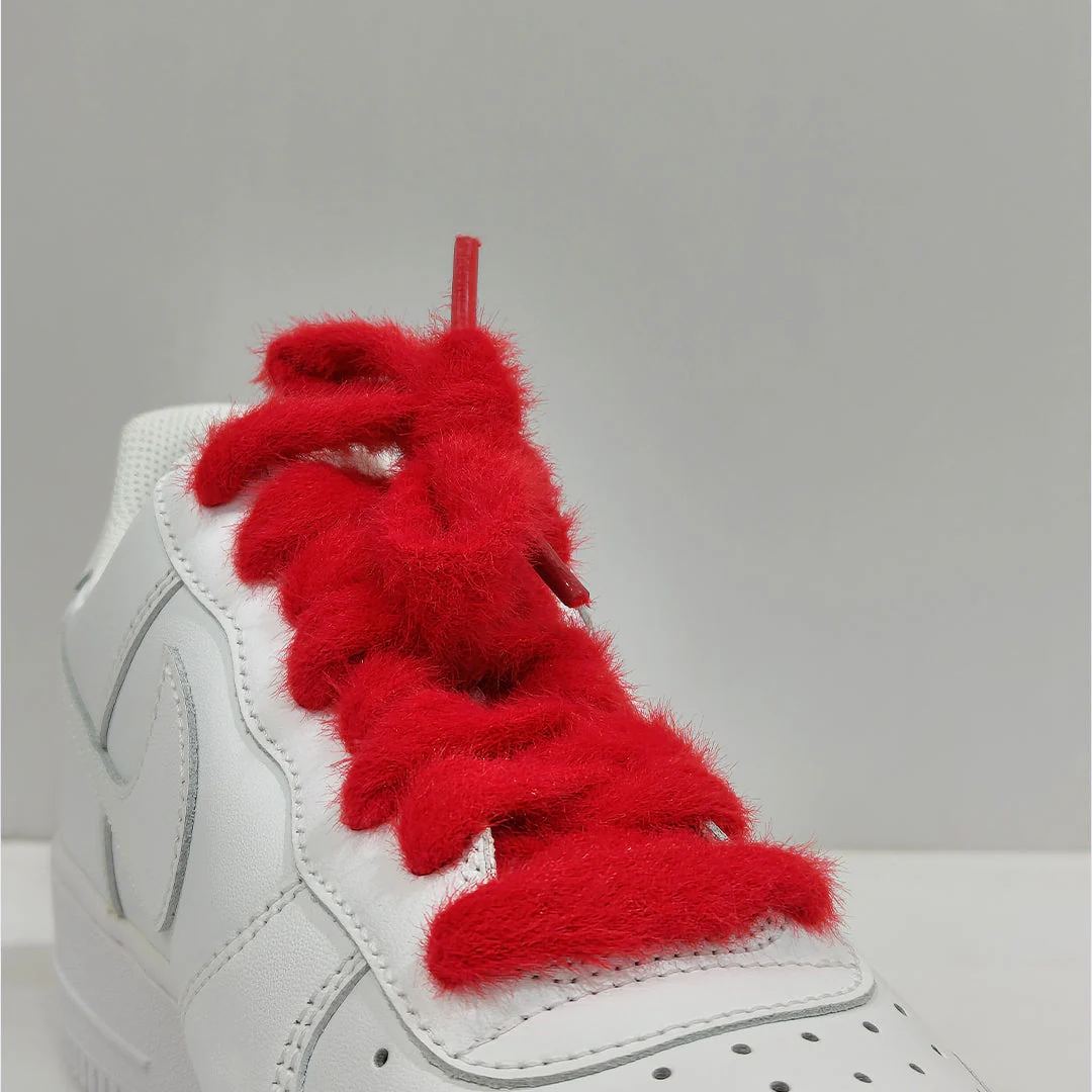COZY FUZZY RED RUBY FAT LACES BY KNOTTY - Image 2
