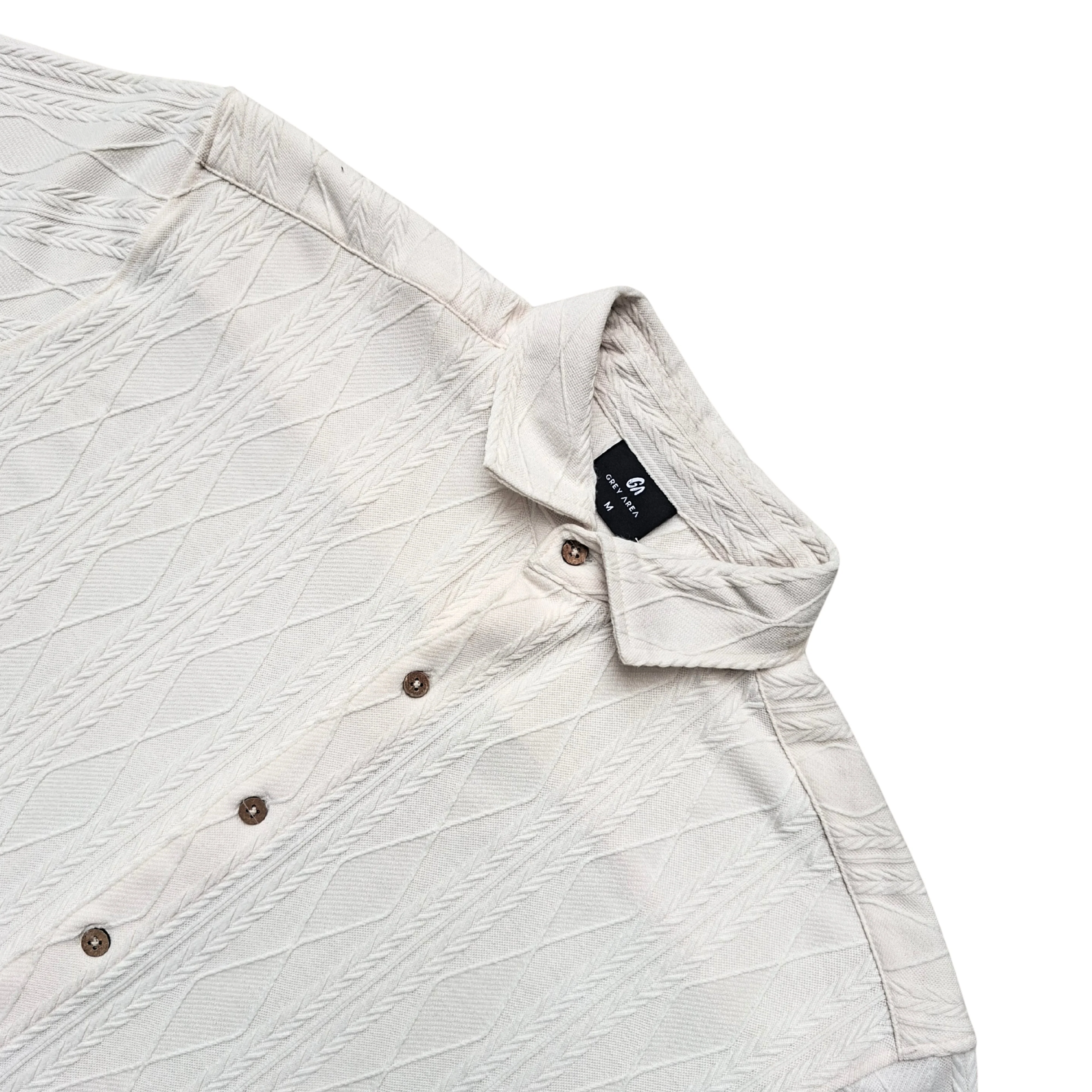CREAM KNIT HALF SLEEVES SHIRT - Image 2