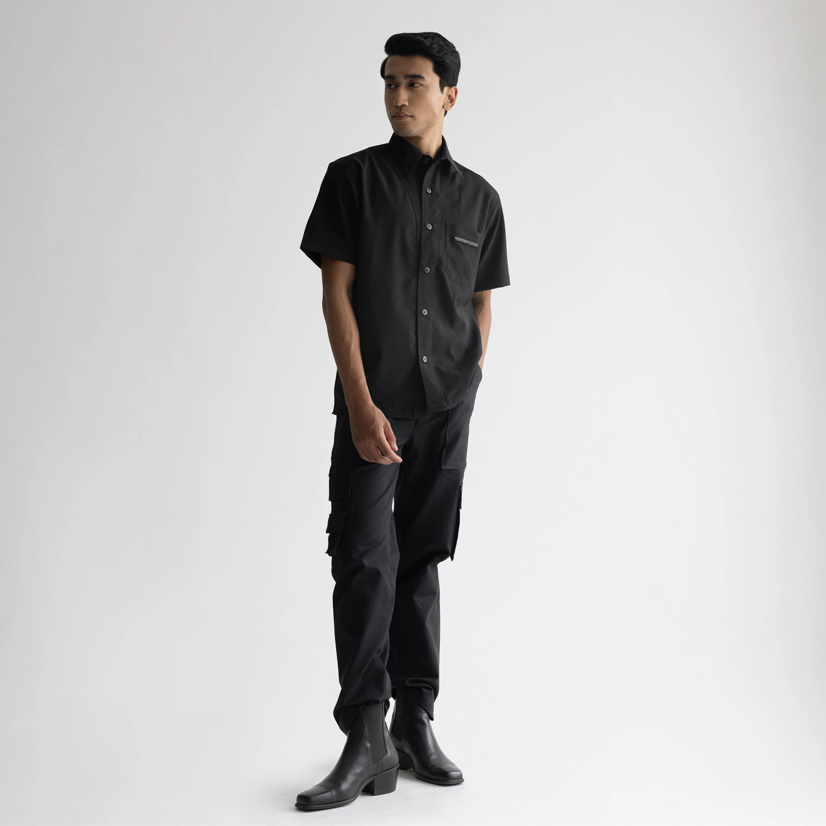CRINKLE SHIRT- JET BLACK - Image 2