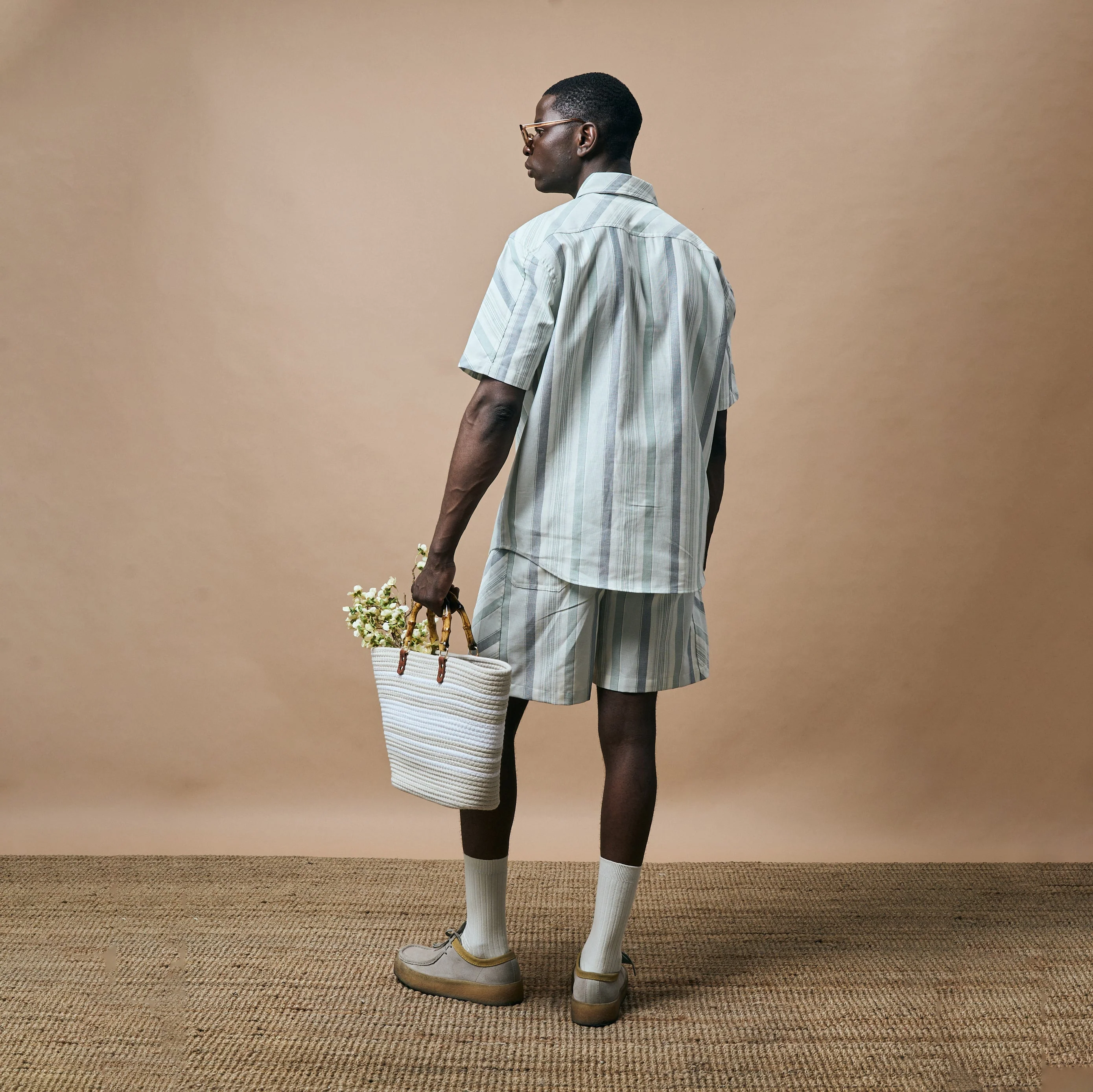 CROSS CUT STRIPE SHIRT- SEA FOAM - Image 4