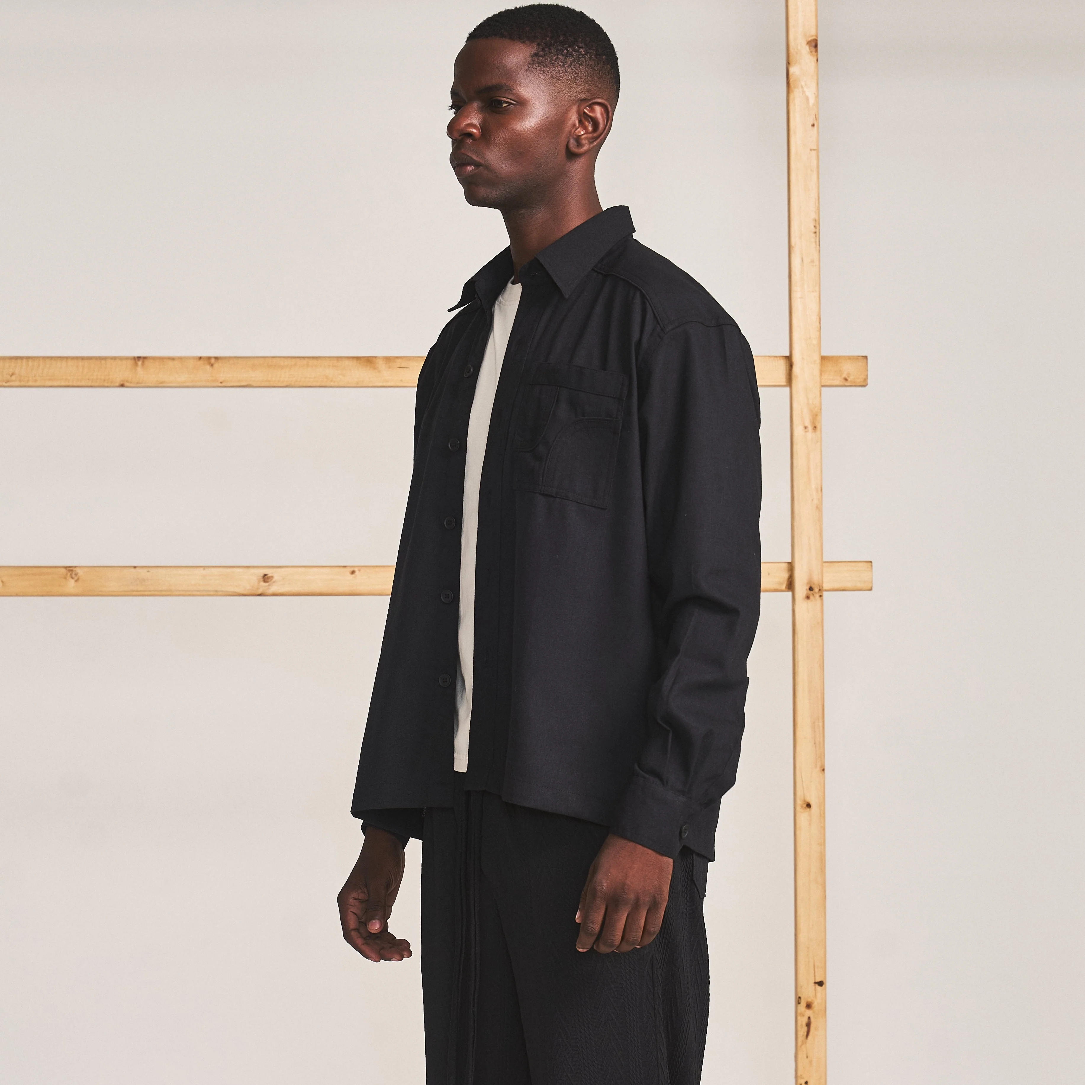 CUT POCKET SHIRT- TRUFFLE - Image 3