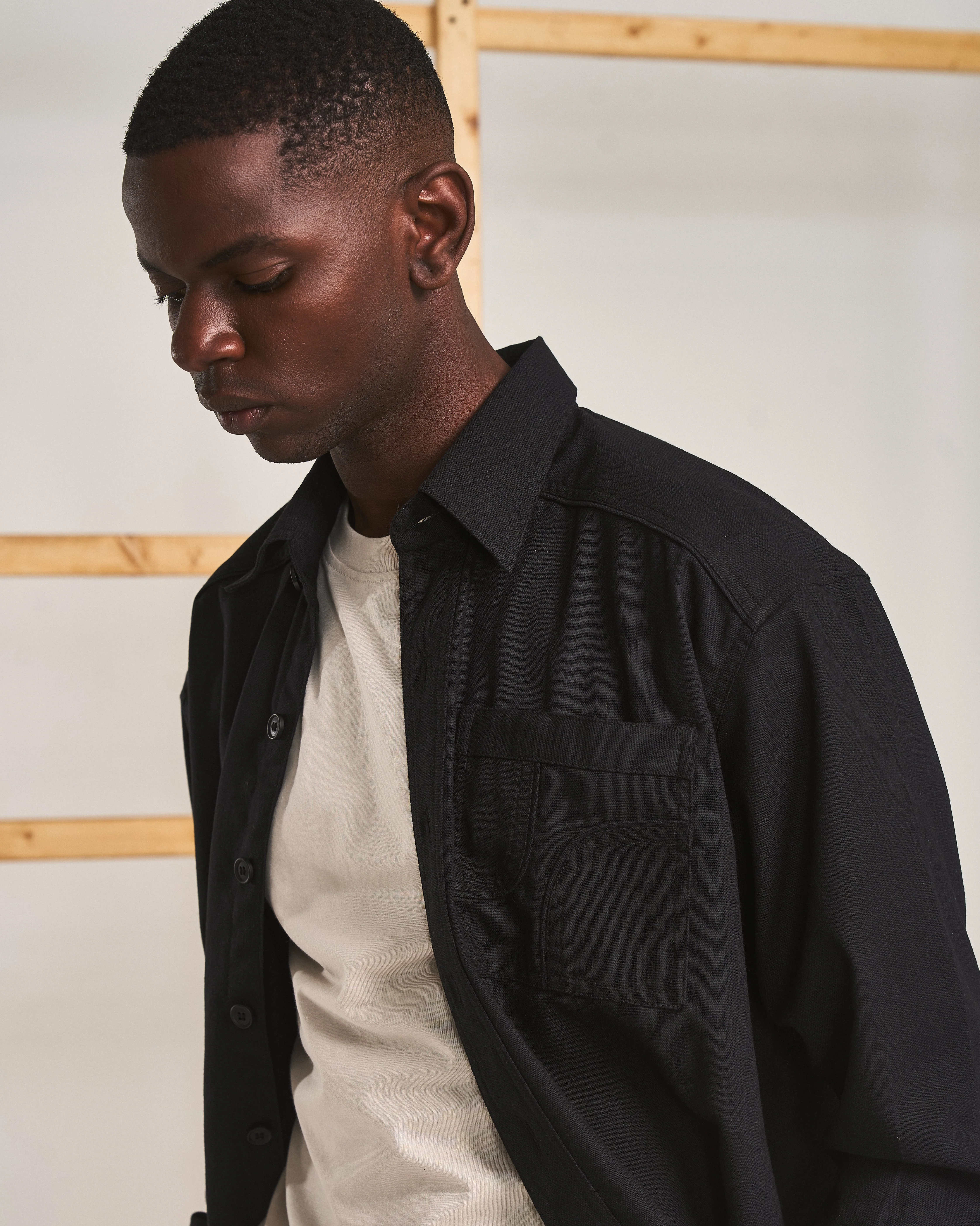 CUT POCKET SHIRT- TRUFFLE - Image 5