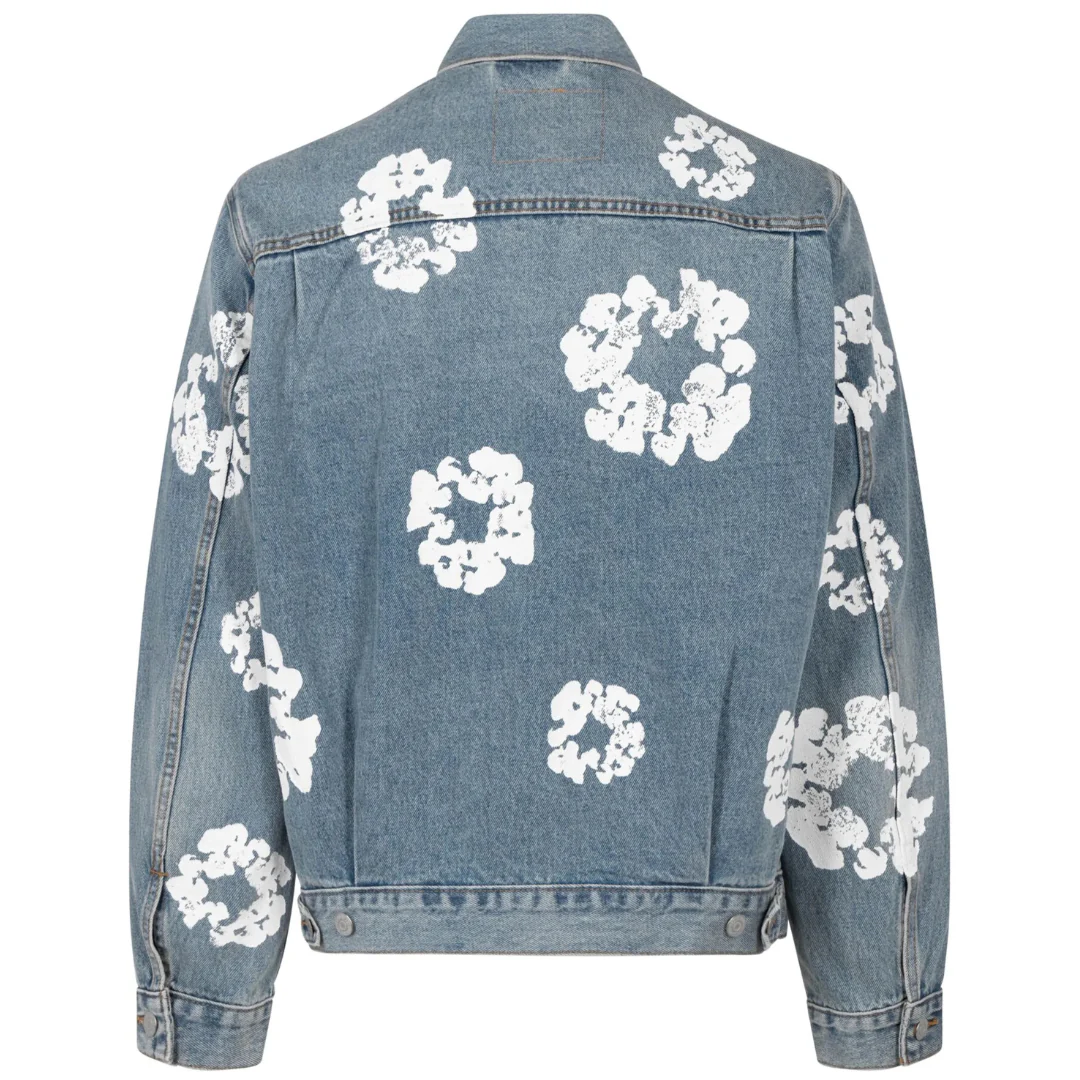 DENIM TEARS X LEVIS WREATH PRINT DENIM JACKET BLUE - Image 2
