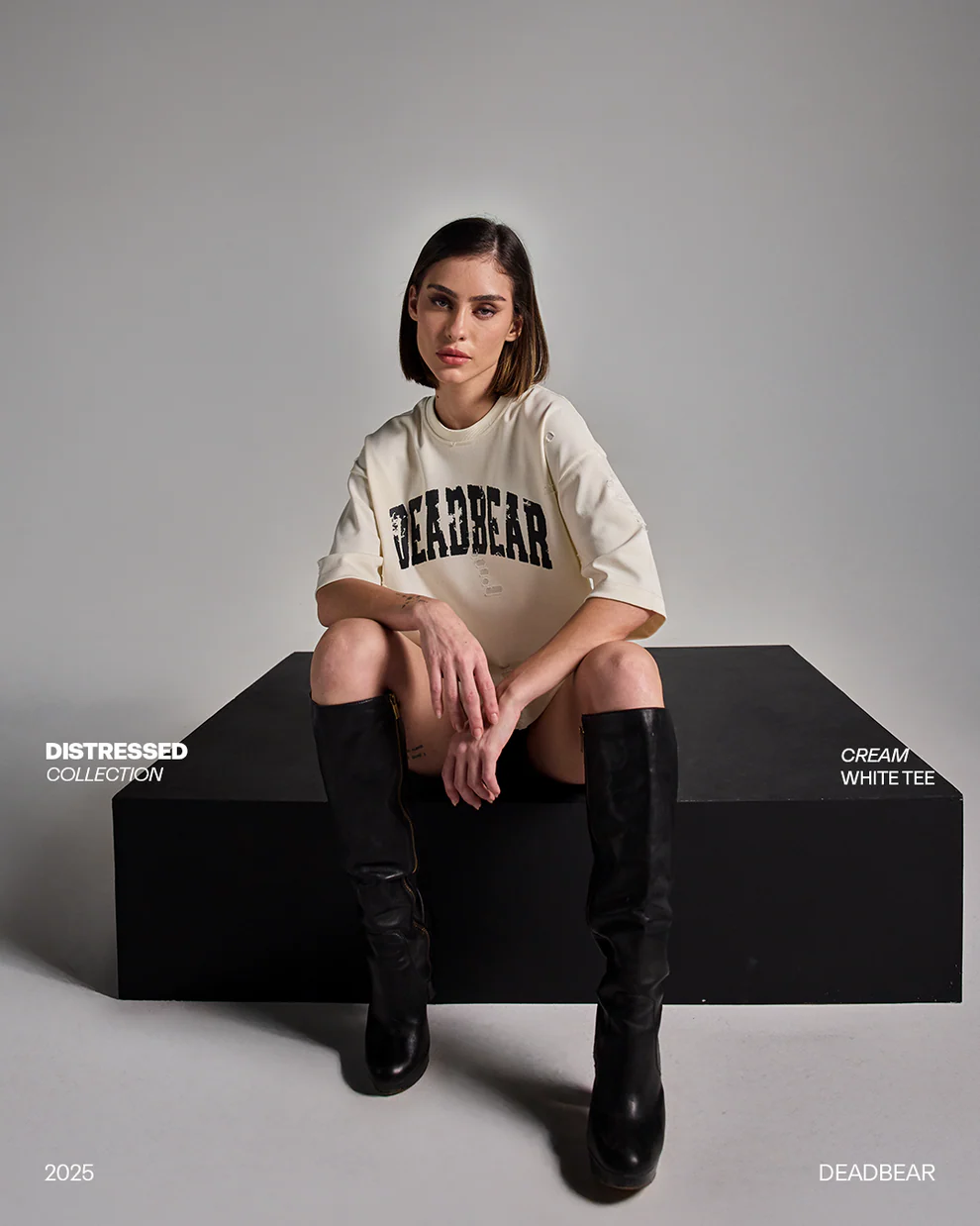 Distressed Cream White Tee - Image 3