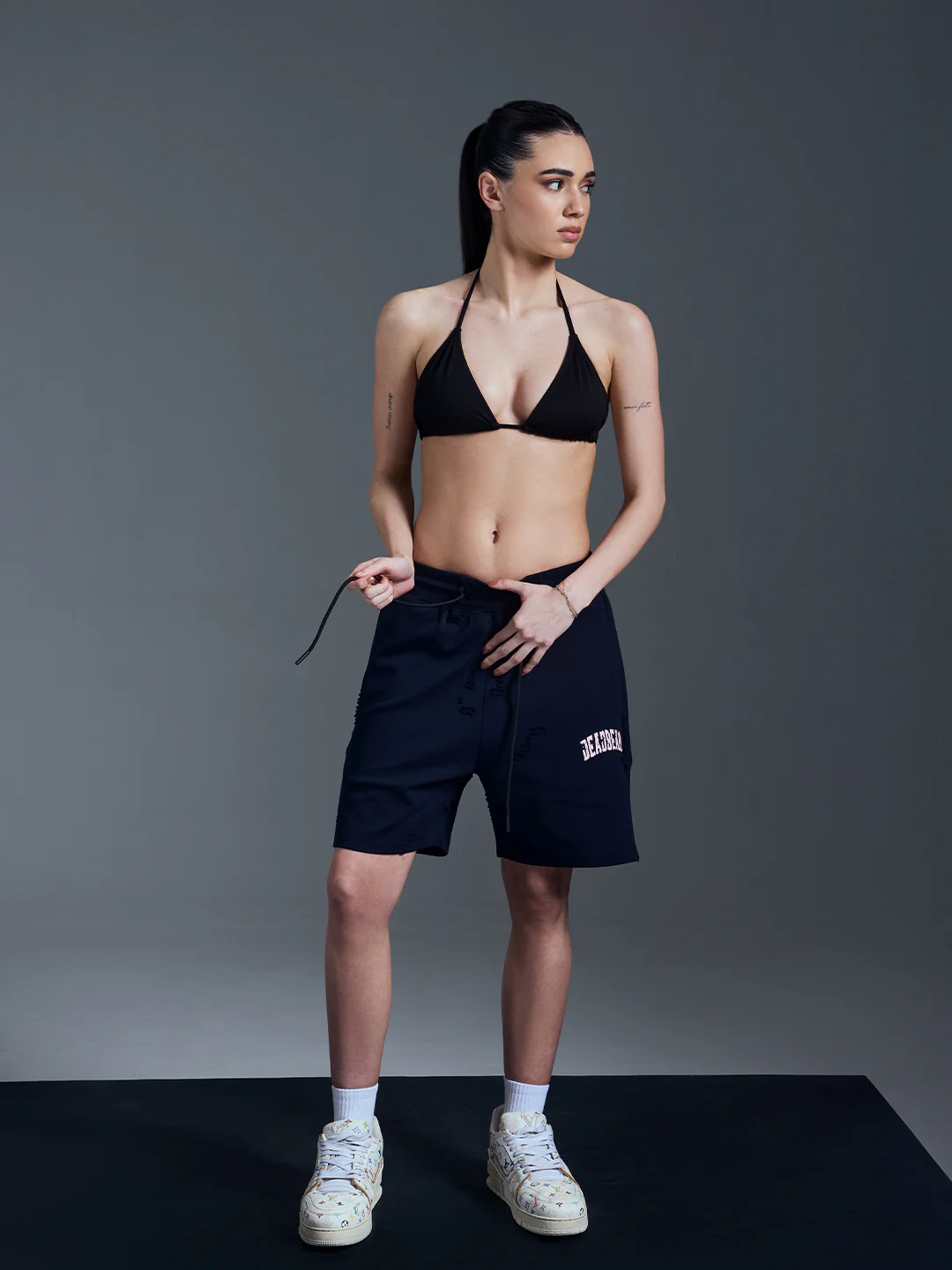 Distressed Navy Shorts - Image 2