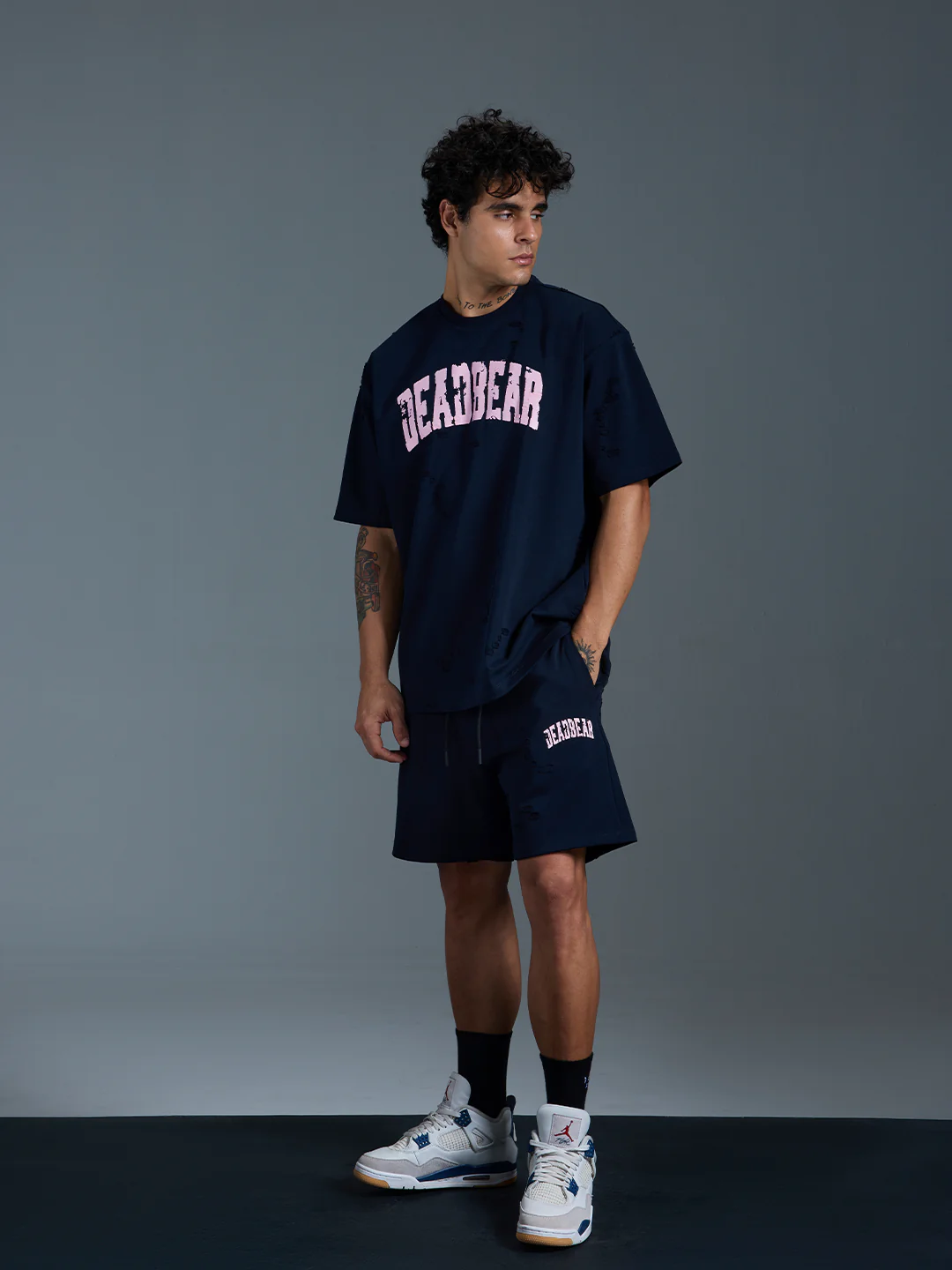 Distressed Navy Shorts - Image 4