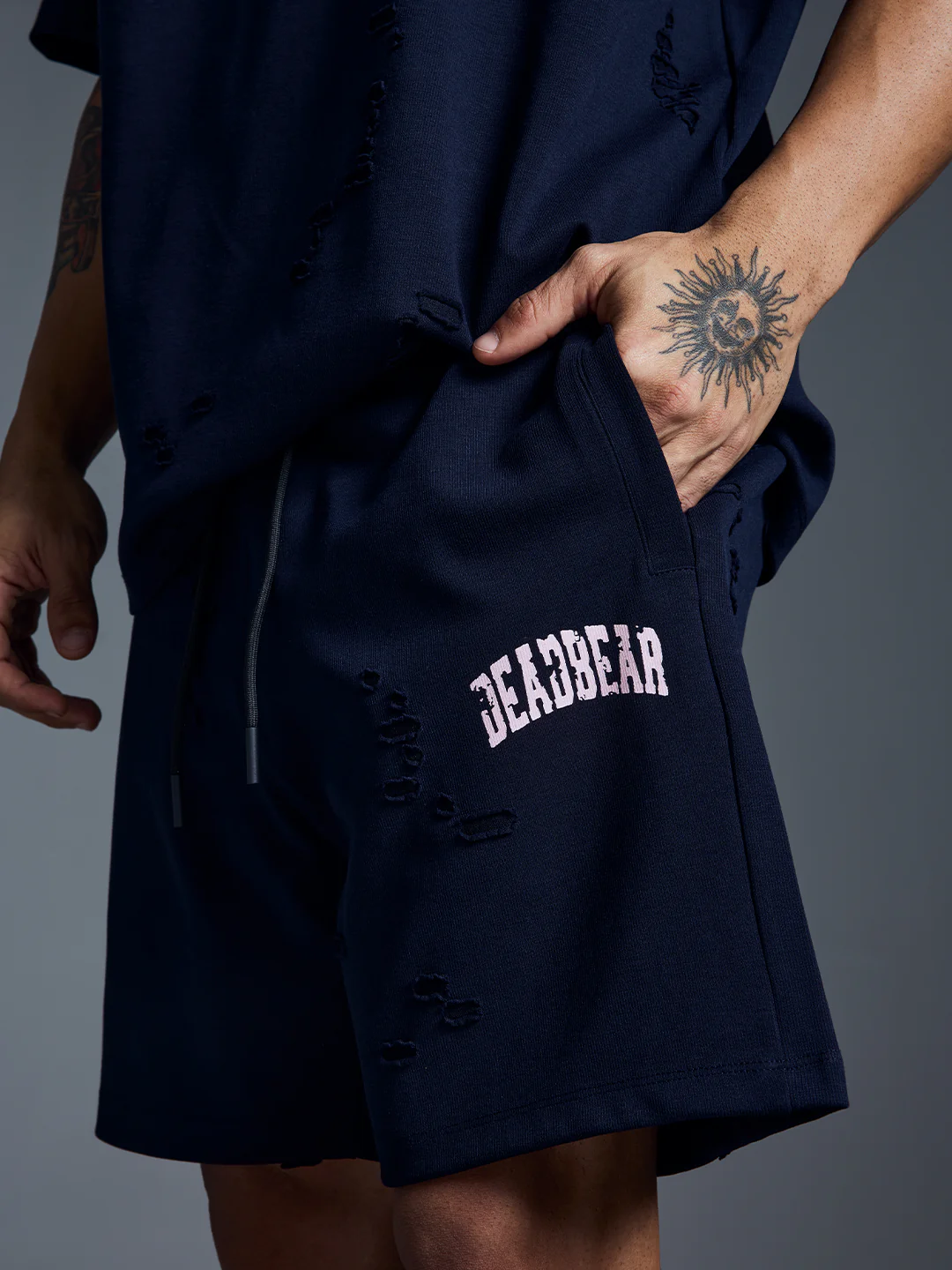 Distressed Navy Shorts - Image 7