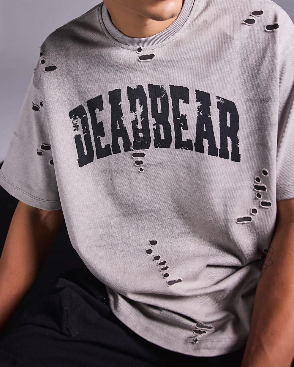 Distressed Washed Grey Tee - Image 6