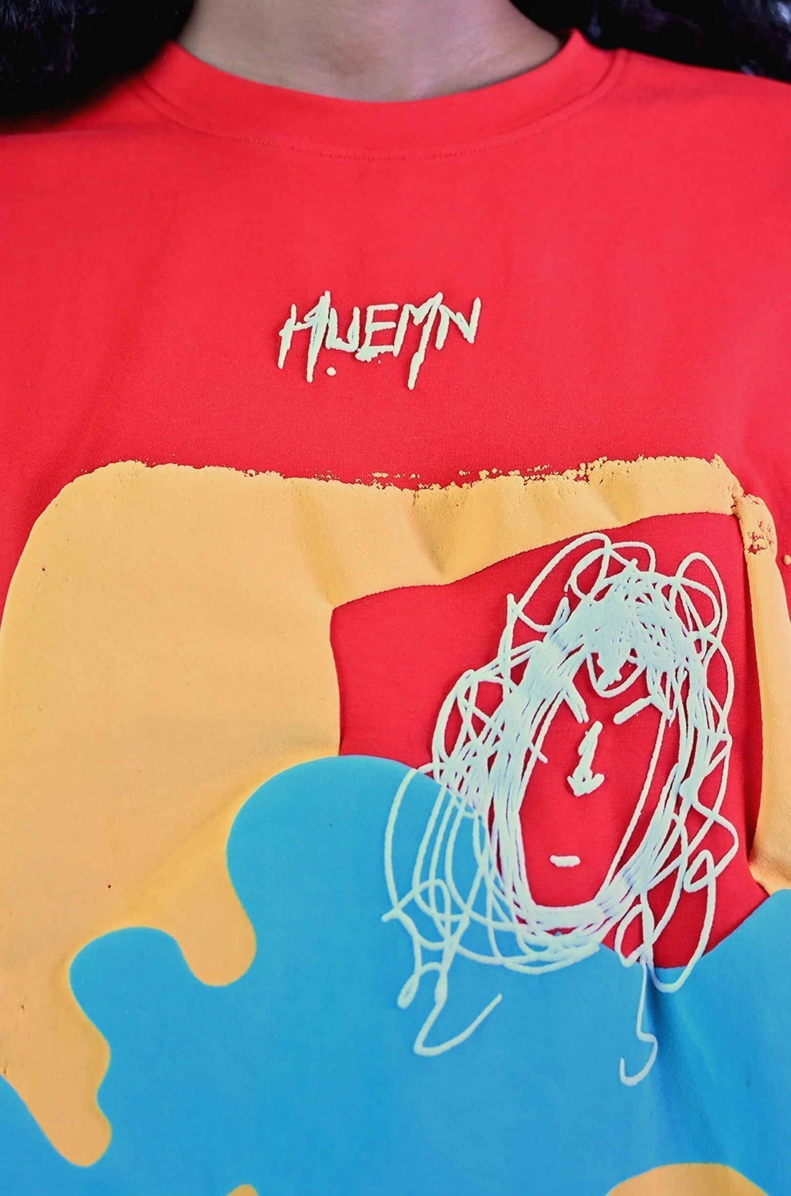 Doodle man t-shirt - Red - Image 10