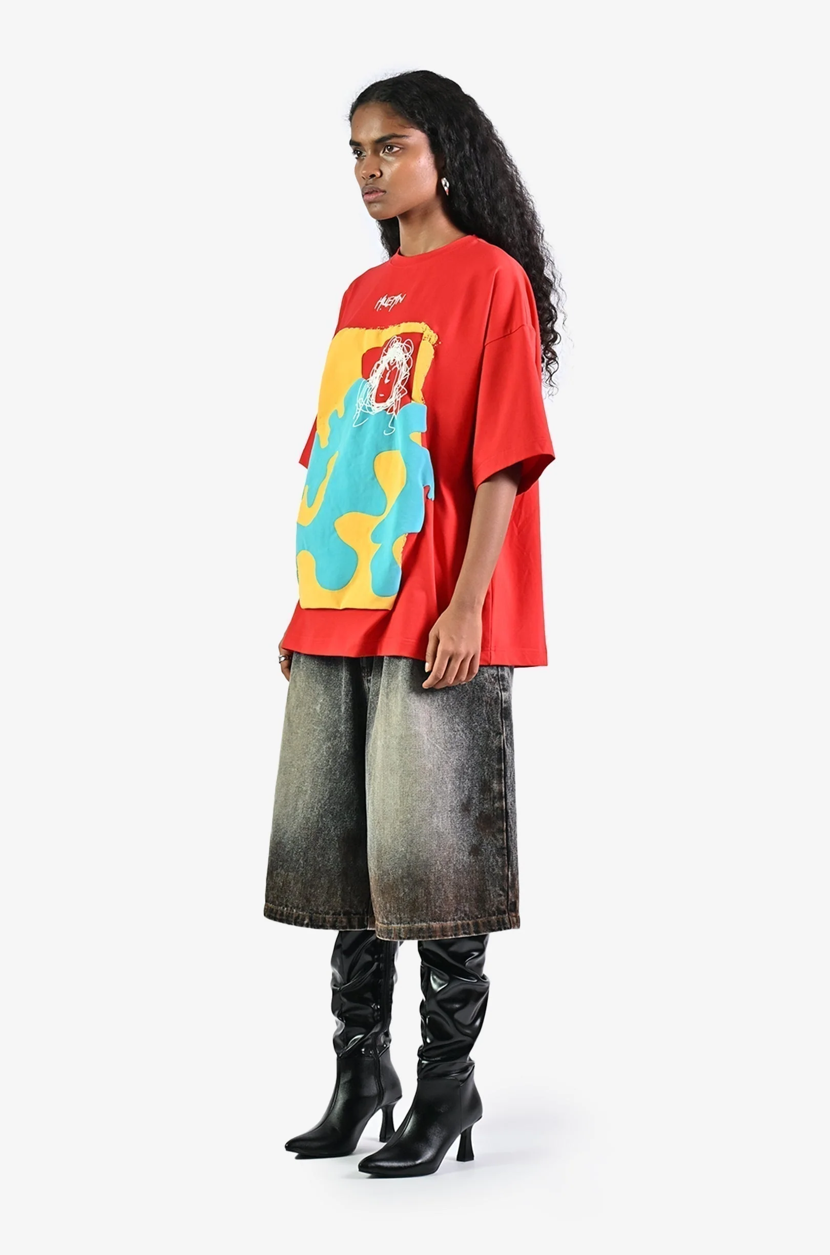 Doodle man t-shirt - Red - Image 5