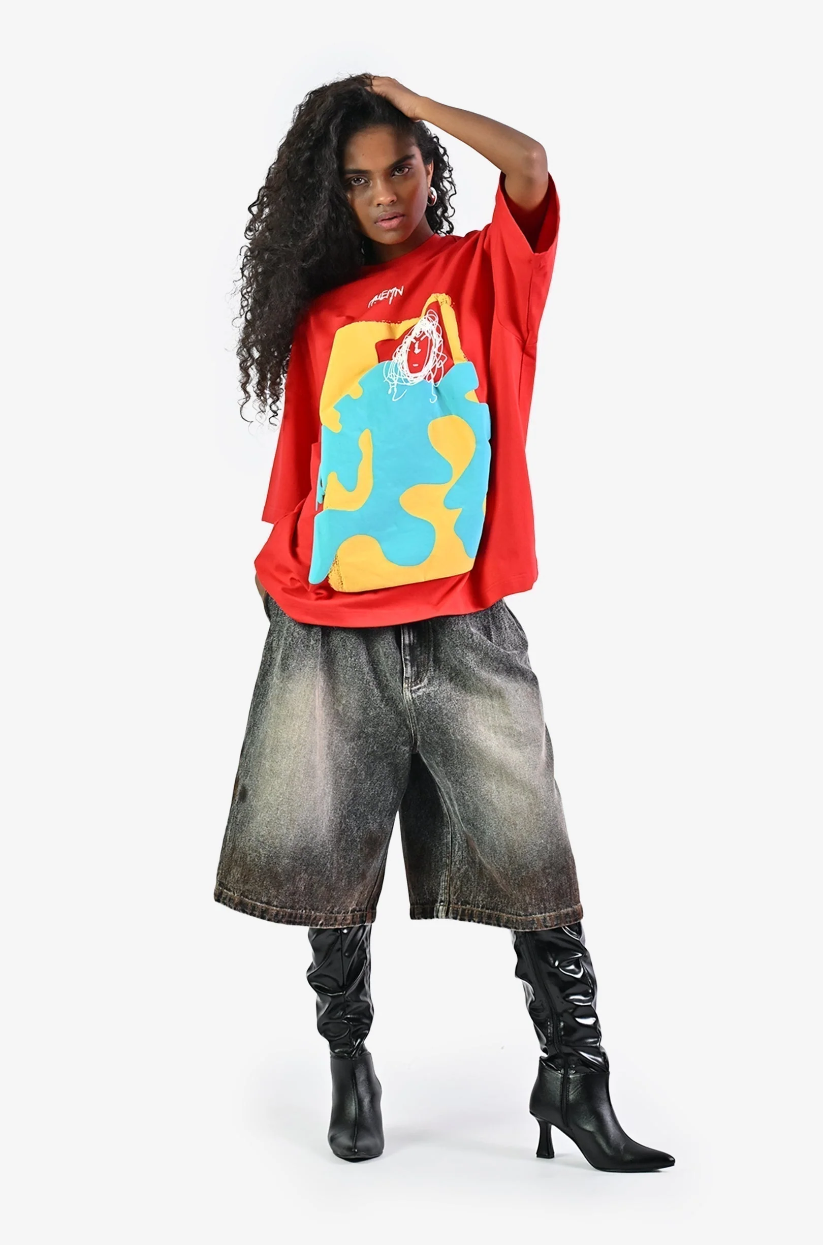 Doodle man t-shirt - Red - Image 8