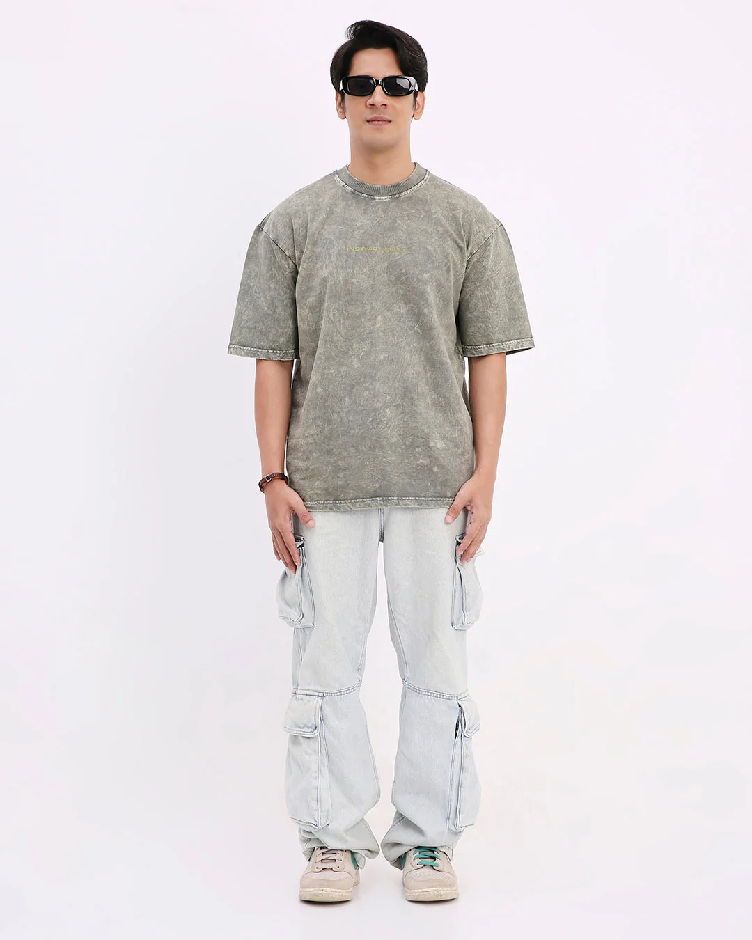 Emerald Washed Out Oversized T-shirt-(Green) - Image 2