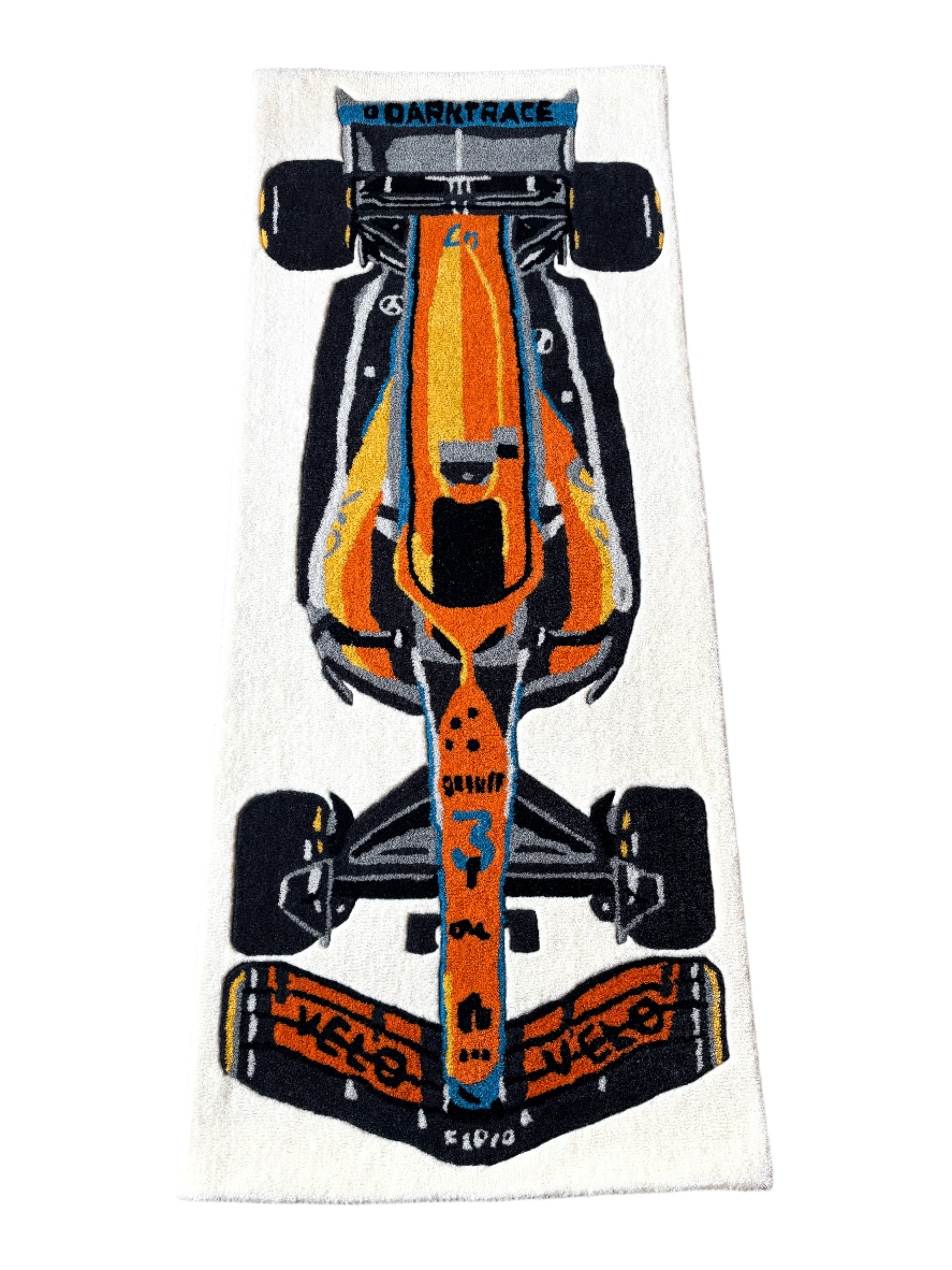 F1 McLaren inspired Racing Car hand tufted Custom Rug