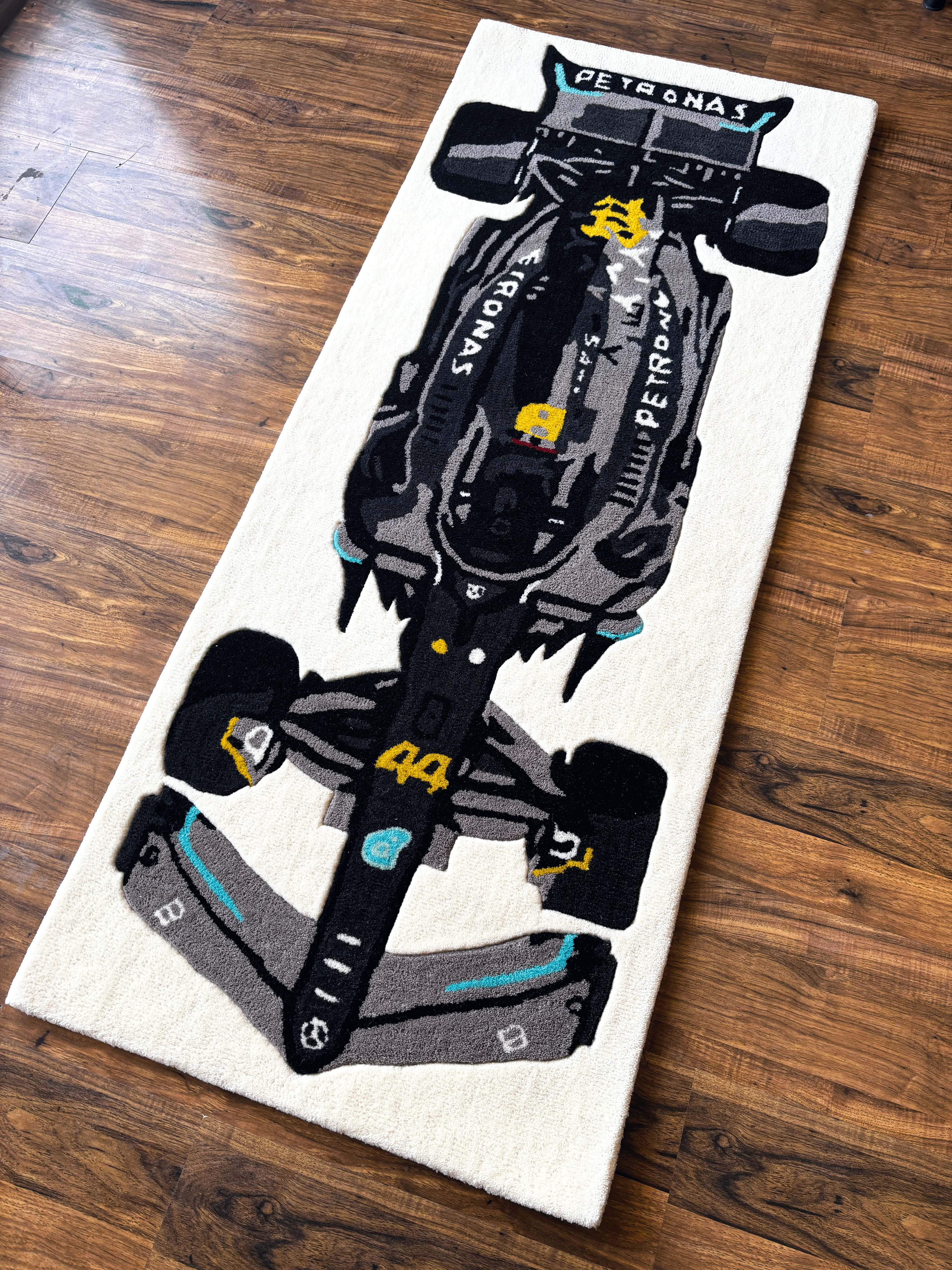 F1 Mercedes inspired Racing Car hand tufted Custom Rug - Image 3