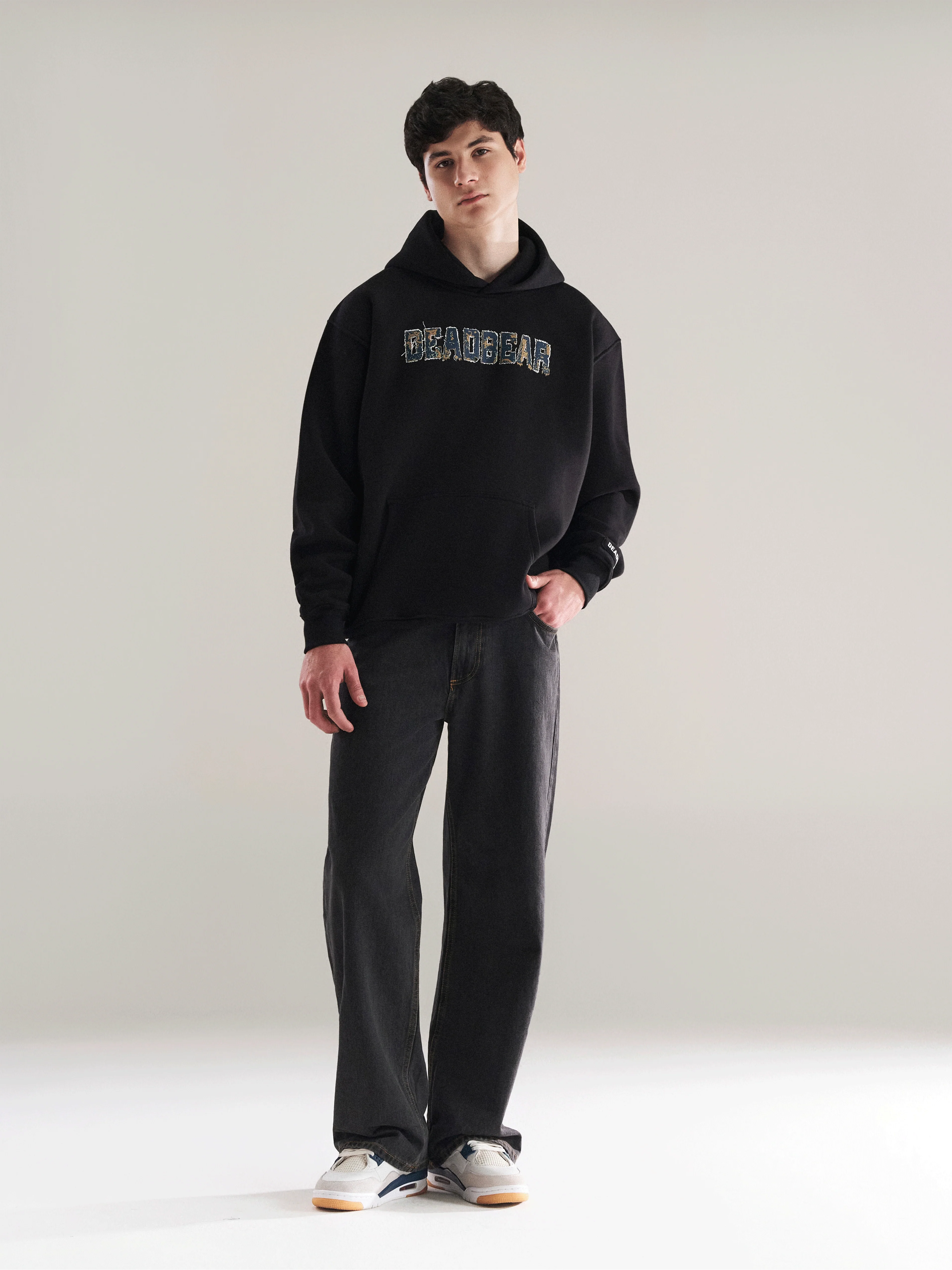 Fake Denim Hoodie Black - Image 9