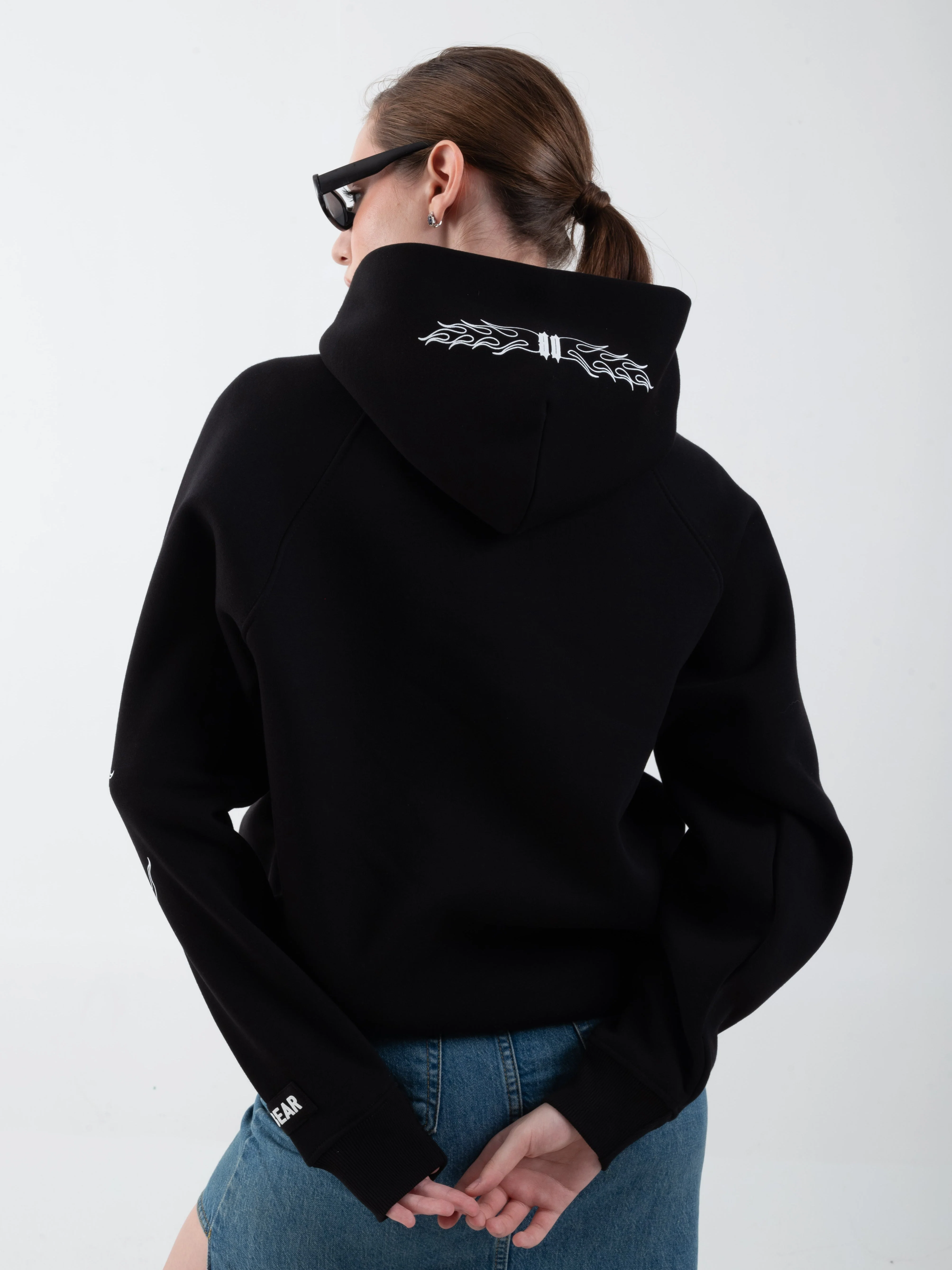 Flames Hoodie Black - Image 3