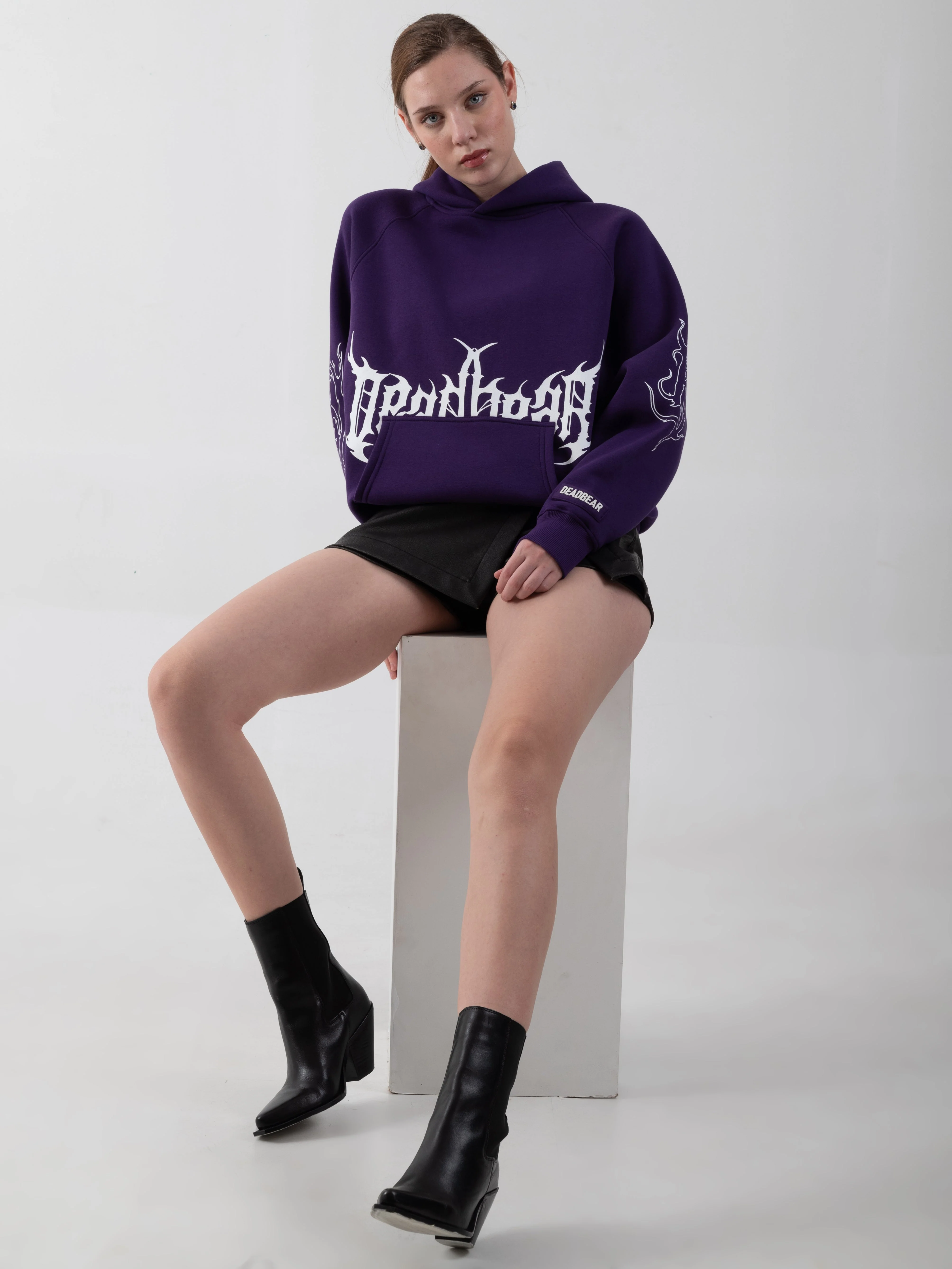 Flames Hoodie Purple - Image 3