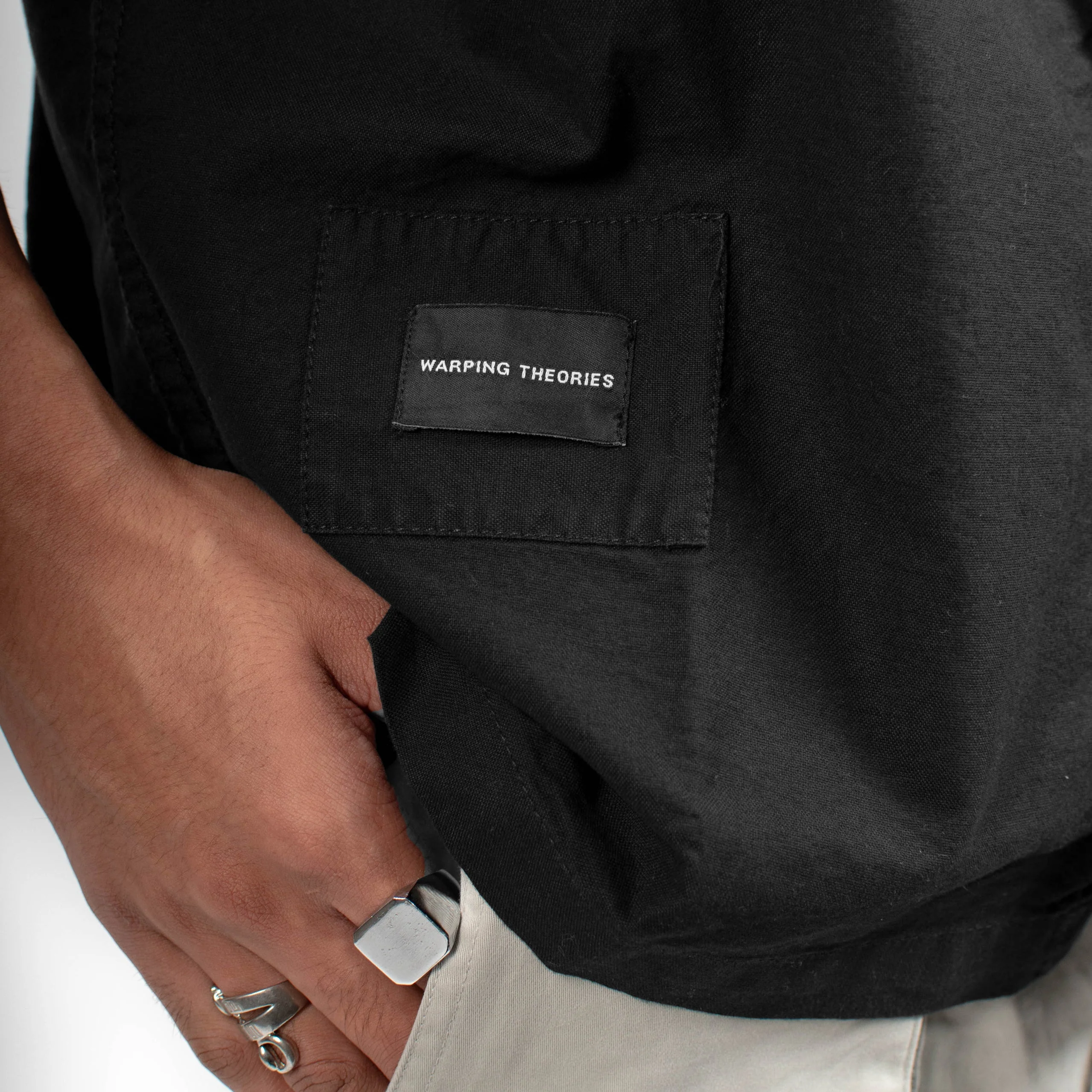 FRAYED COTTON SHIRT - DUSTY BLACK - Image 5