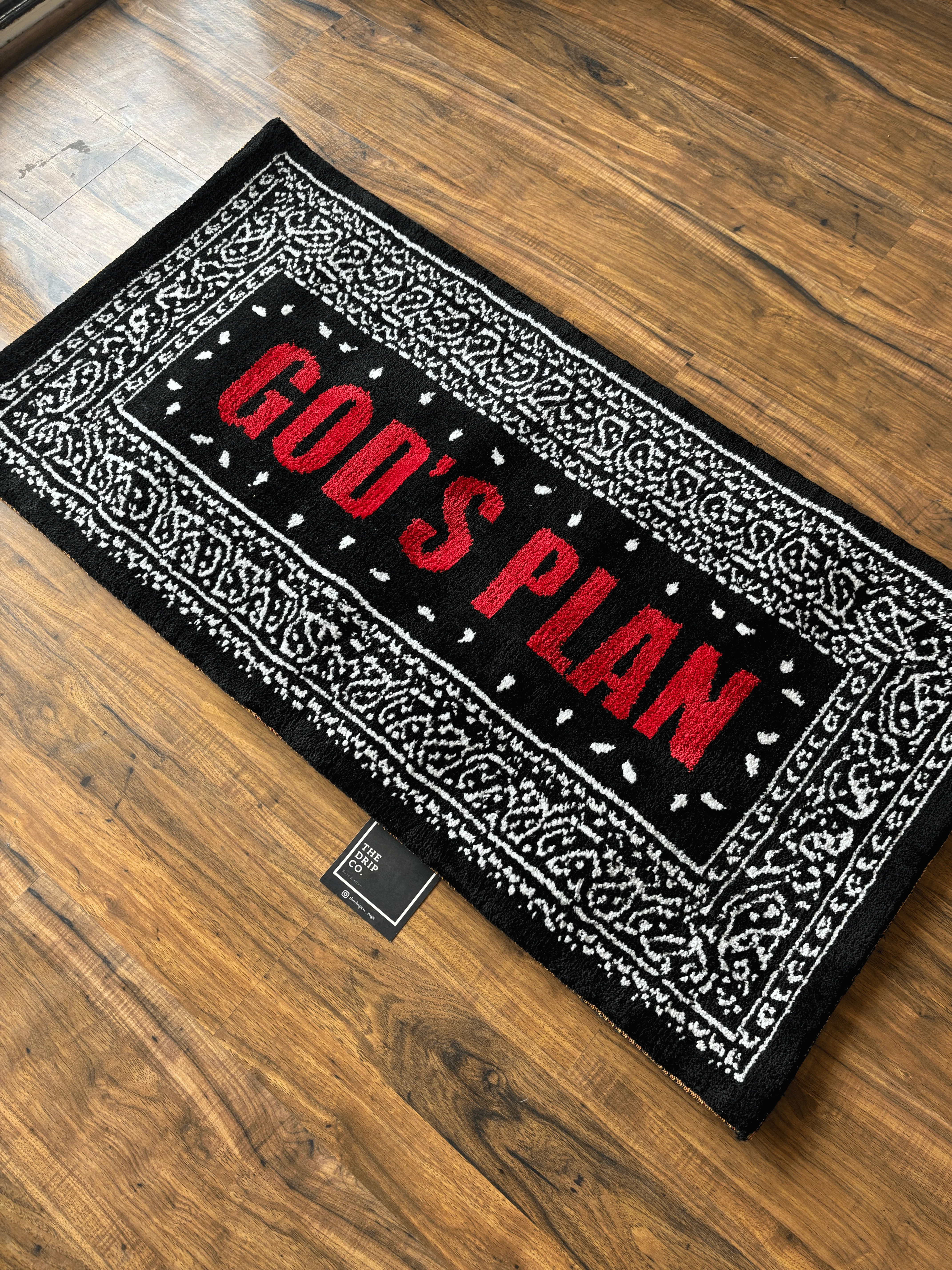 Gods Plan Red Machine Tufted Custom Rug - Image 4
