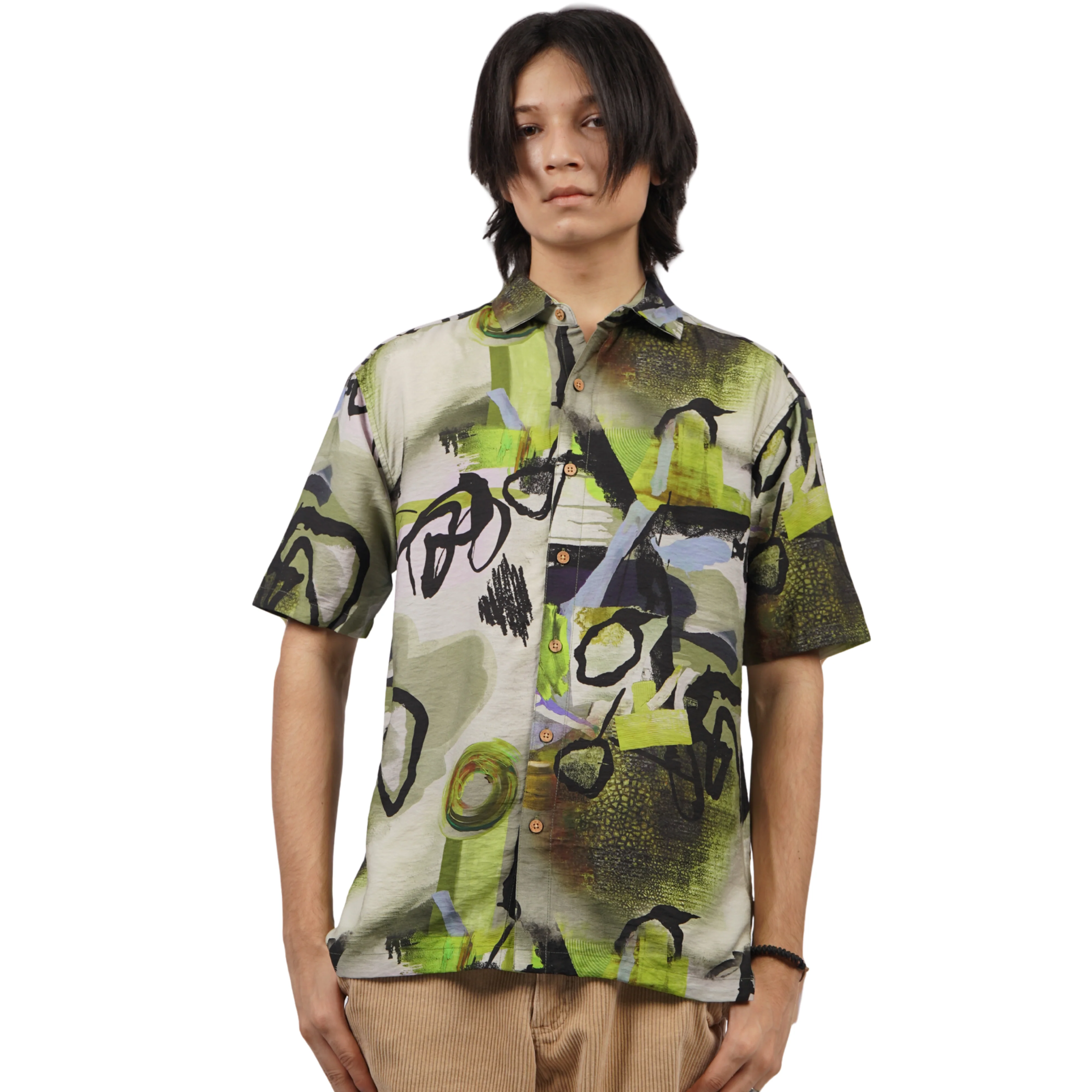 GREEN PULSE ART PRINTED SHIRT - Image 2