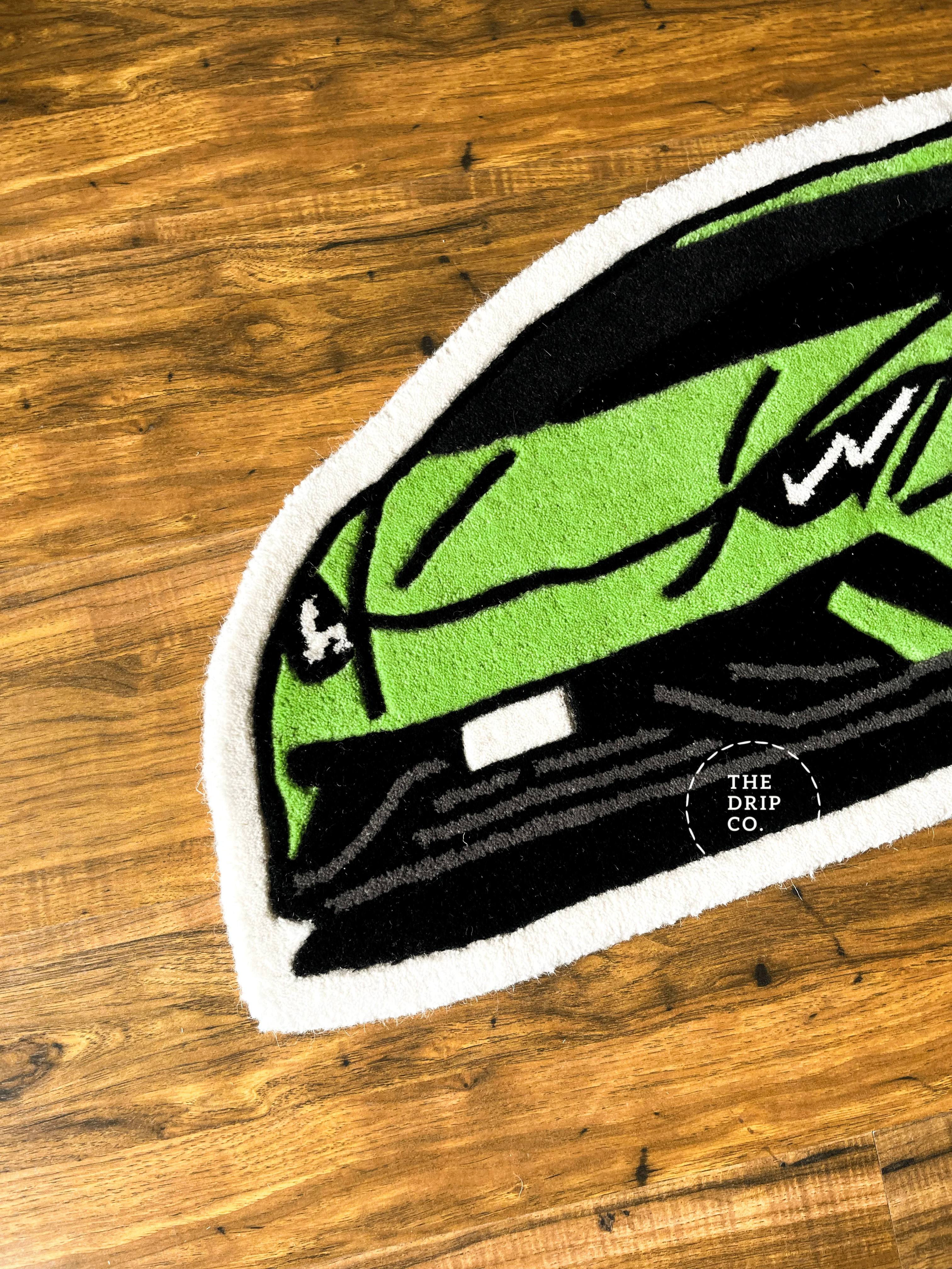 Green Sports Car Hand Tufted Custom Rug - Image 3