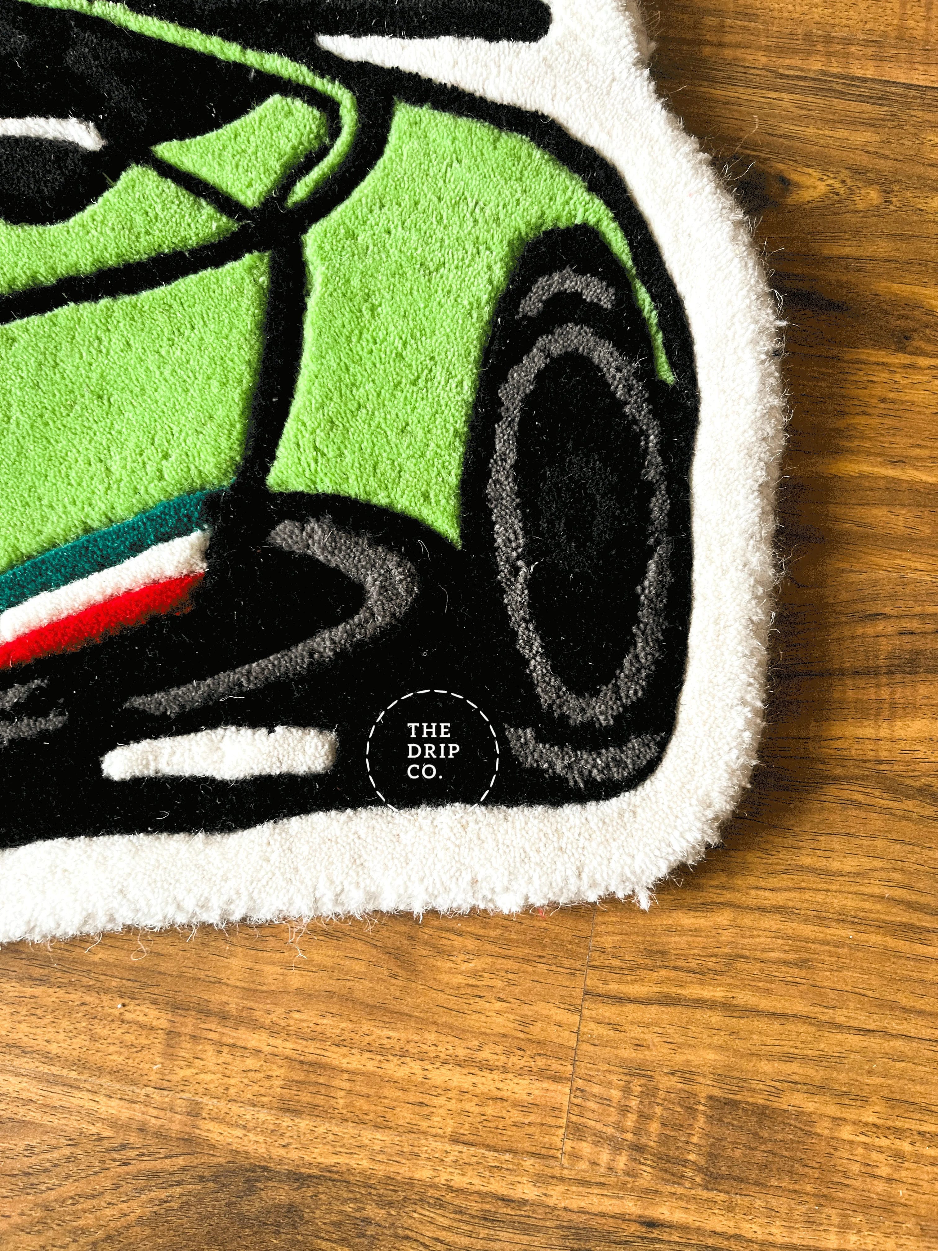 Green Sports Car Hand Tufted Custom Rug - Image 6