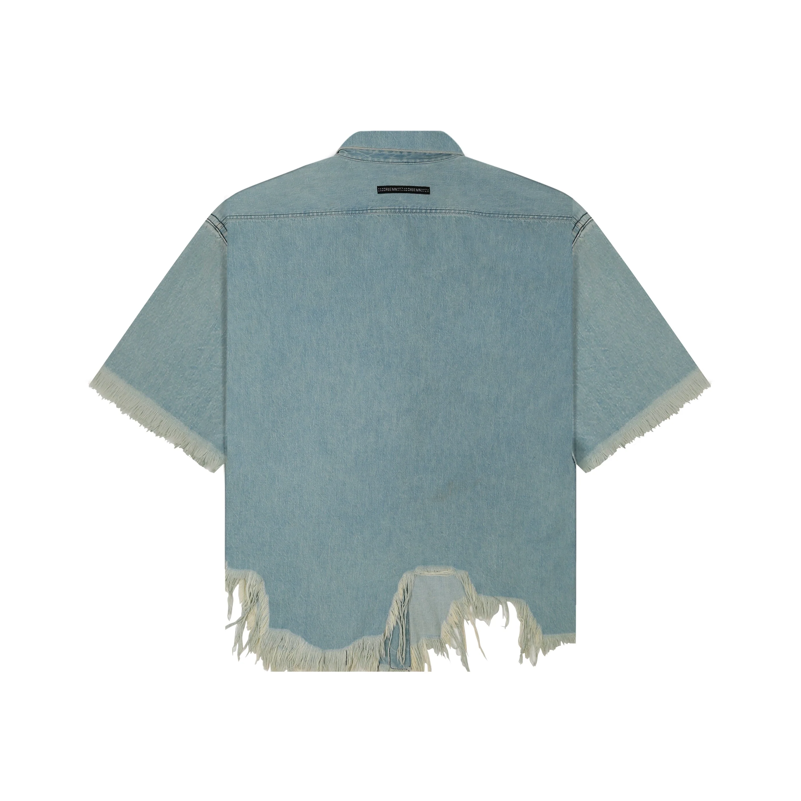 Huemn Denim Oversized Asymmetric Longline Shirt - Image 2