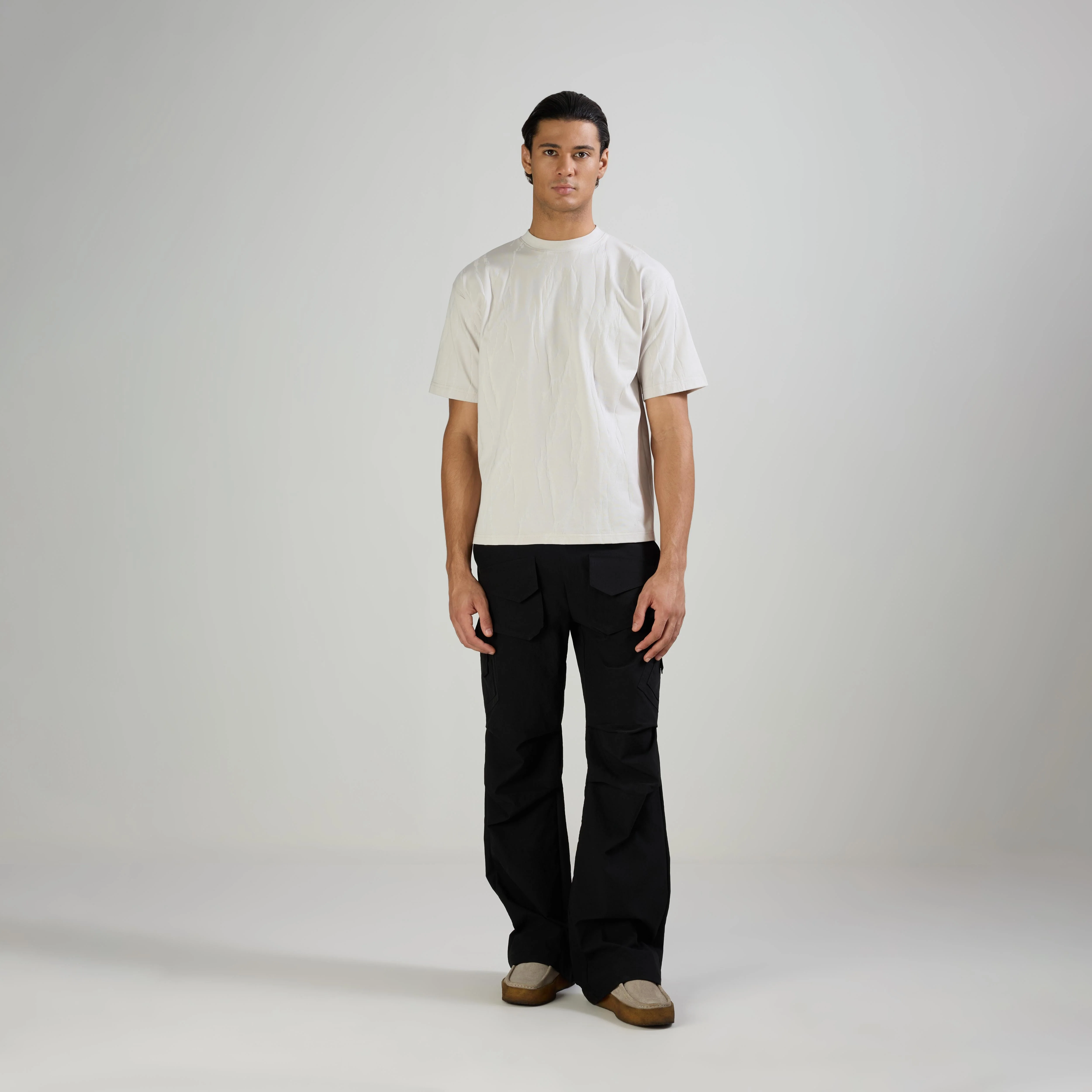 JACQUARD ROUND NECK T-SHIRT - MILD GREY - Image 2